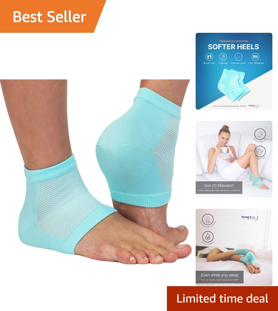 Vented Moisturizing Gel Heel Sleeves – Ultimate Foot Care for Cracked Heels