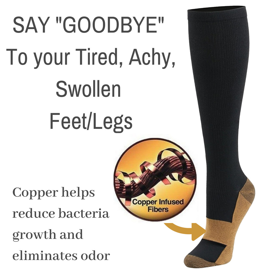 (3 Pairs) Compression Socks Hg Knee High Copper Mens / Womens S-XXL USA