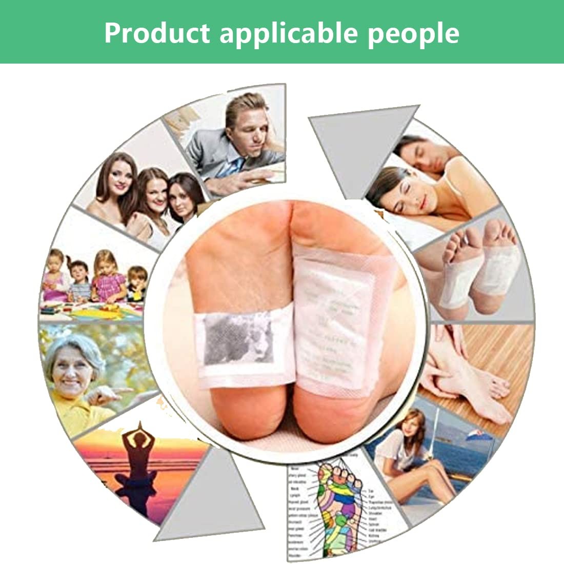 100Pads Natural Bamboo Vinegar Ginger Powder Foot Pads for Travel or Home Use