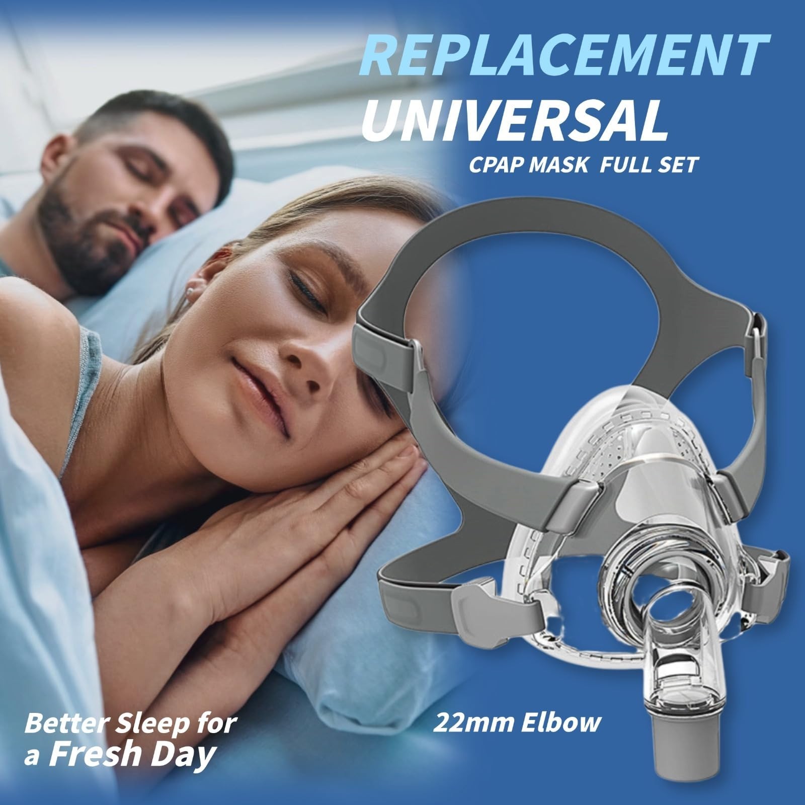 Full Face Replacement Cpap MASK, Includes Headgear, Cushion, Frame Large
