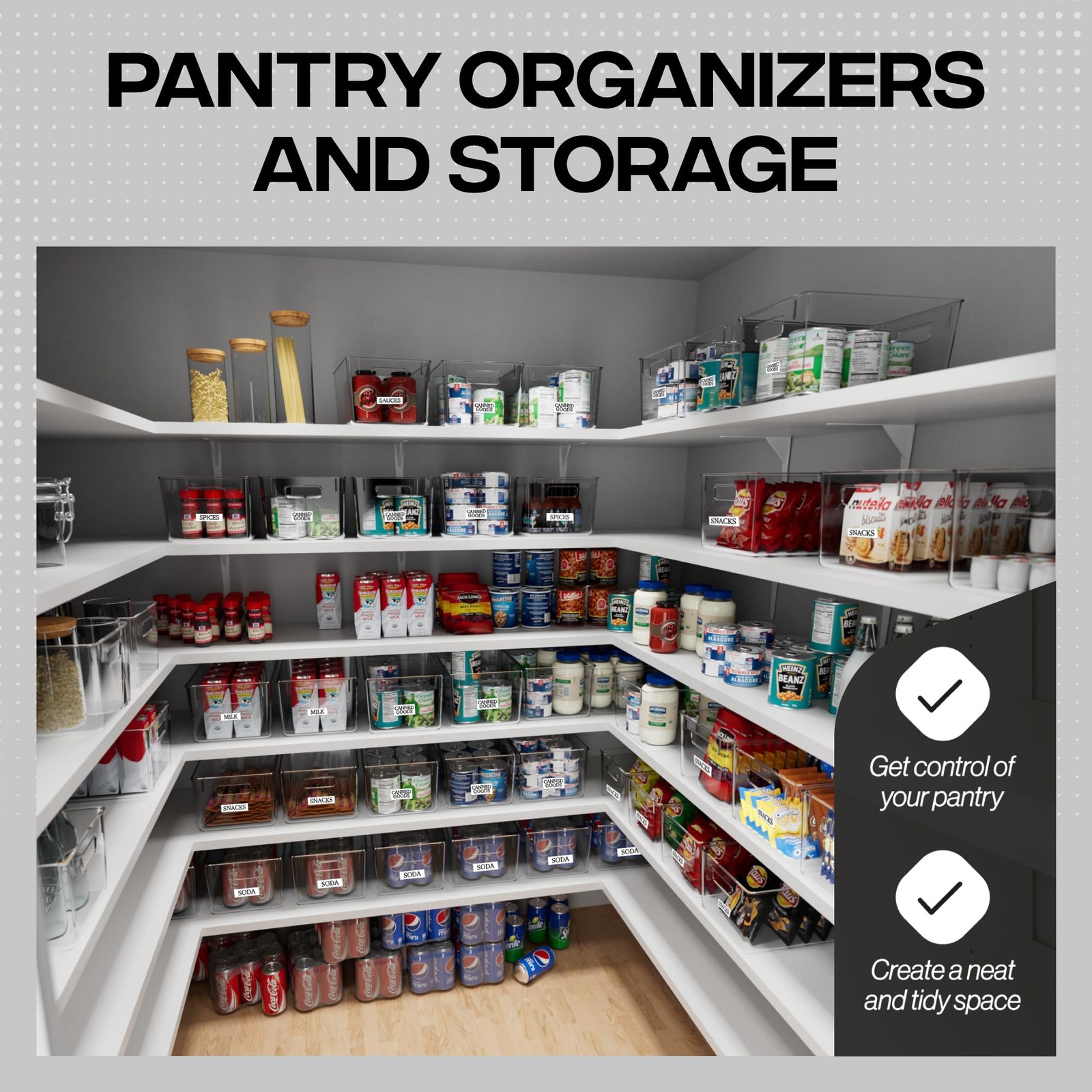 ClearSpace Clear Plastic Storage Bins Pantry Organizers & Storage Containers