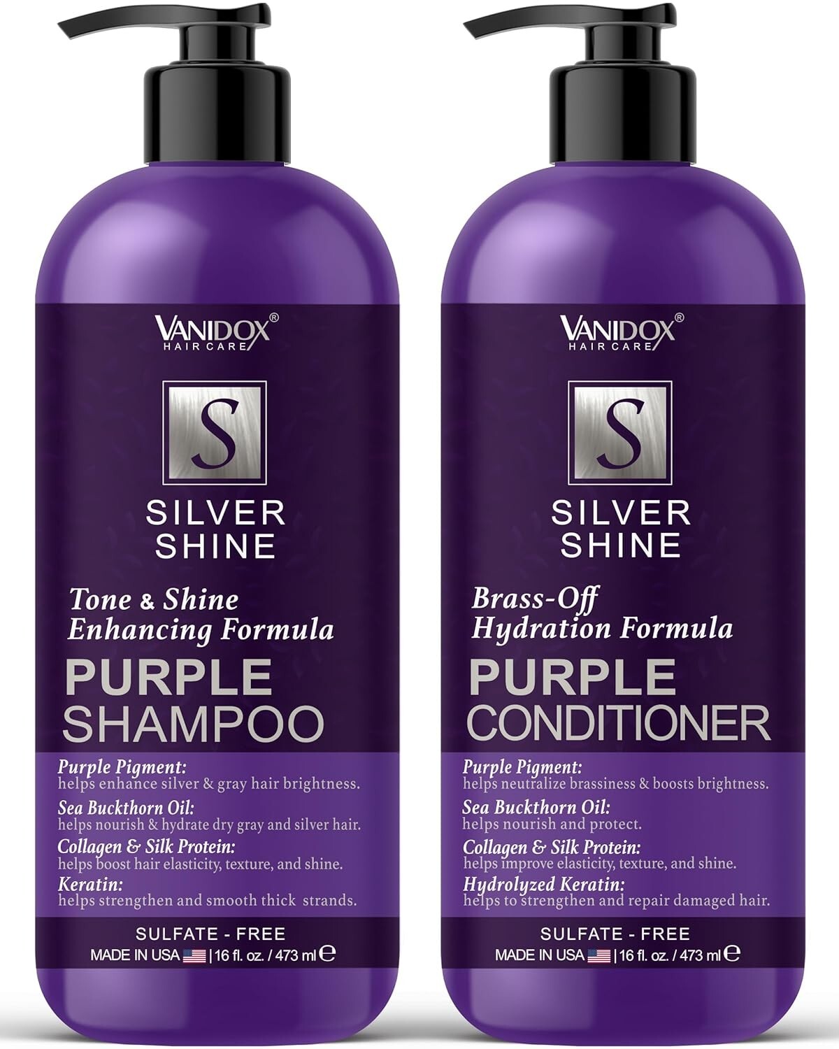 Sulfate Free Purple Shampoo and Conditioner Gray Hair for Women | 16 fl oz