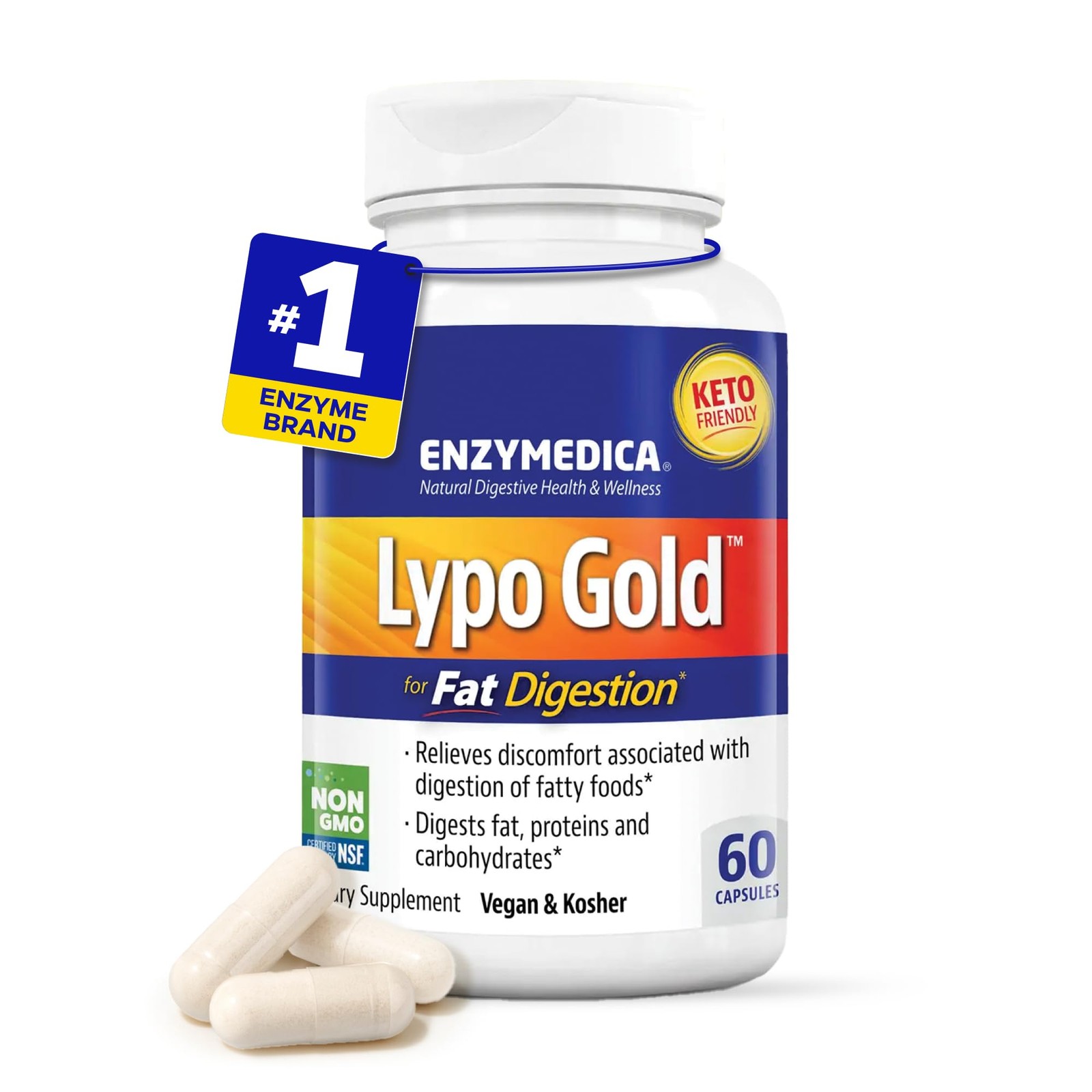 Enzymedica Lypo Gold – Protease, Amylase & Lipase 60 Count, No Color
