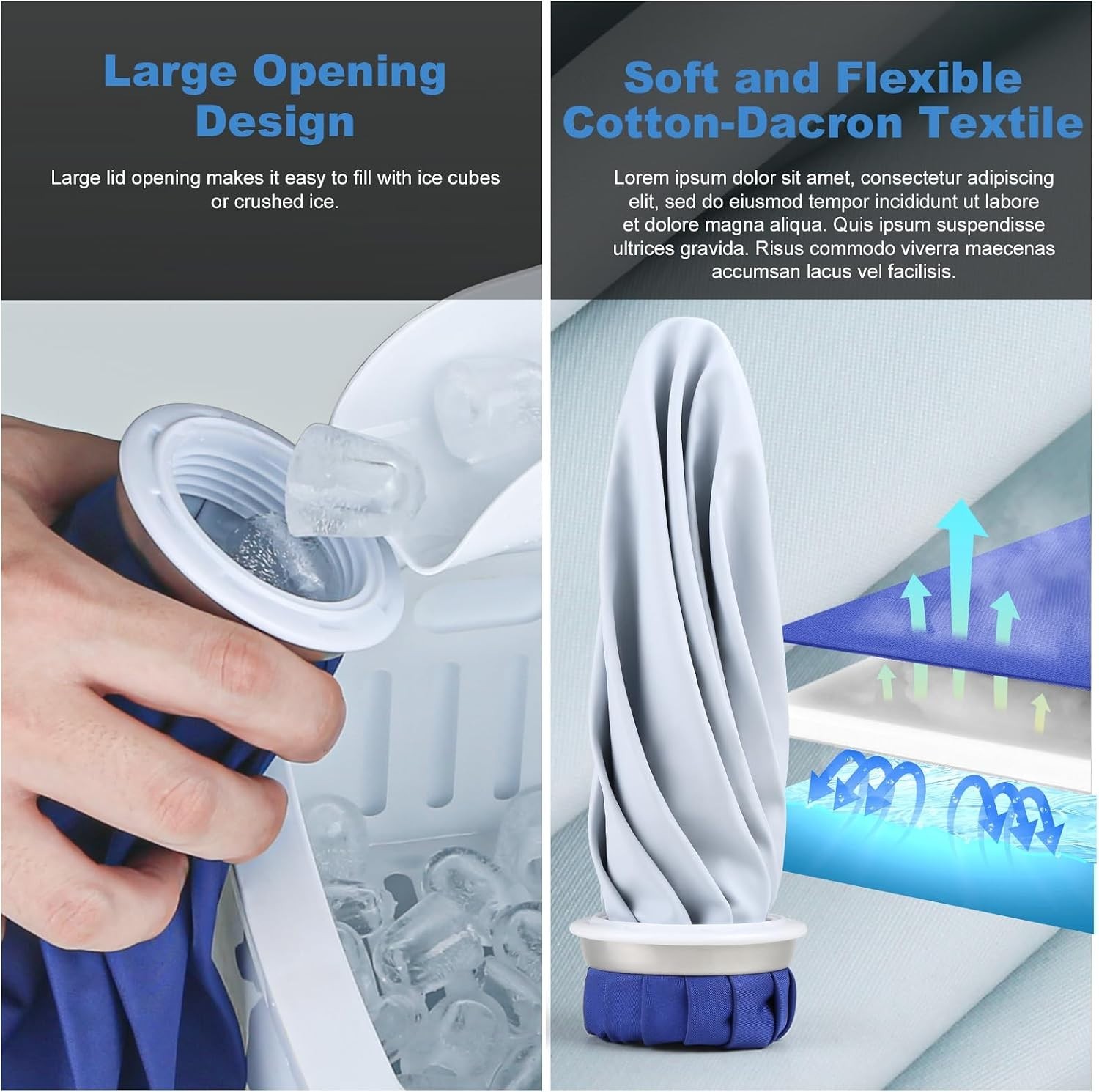 Reusable Hot and Cold Therapy Packs 3-Piece Set 6-11 Inch Durable Ice Bags fo…