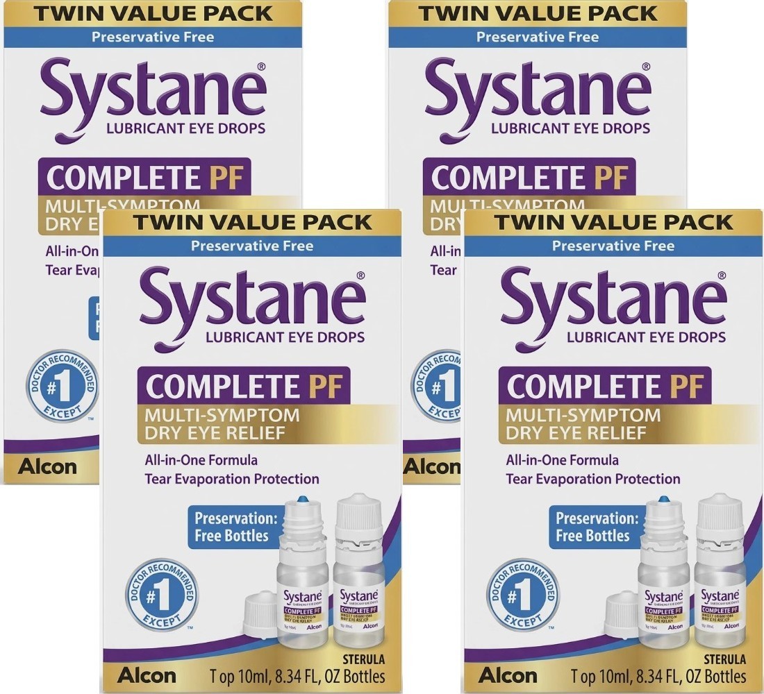 (4) Twin Pack **8 BOTTLES Systane COMPLETE PF Lubricant Dry Eye Drops **EXP 2027
