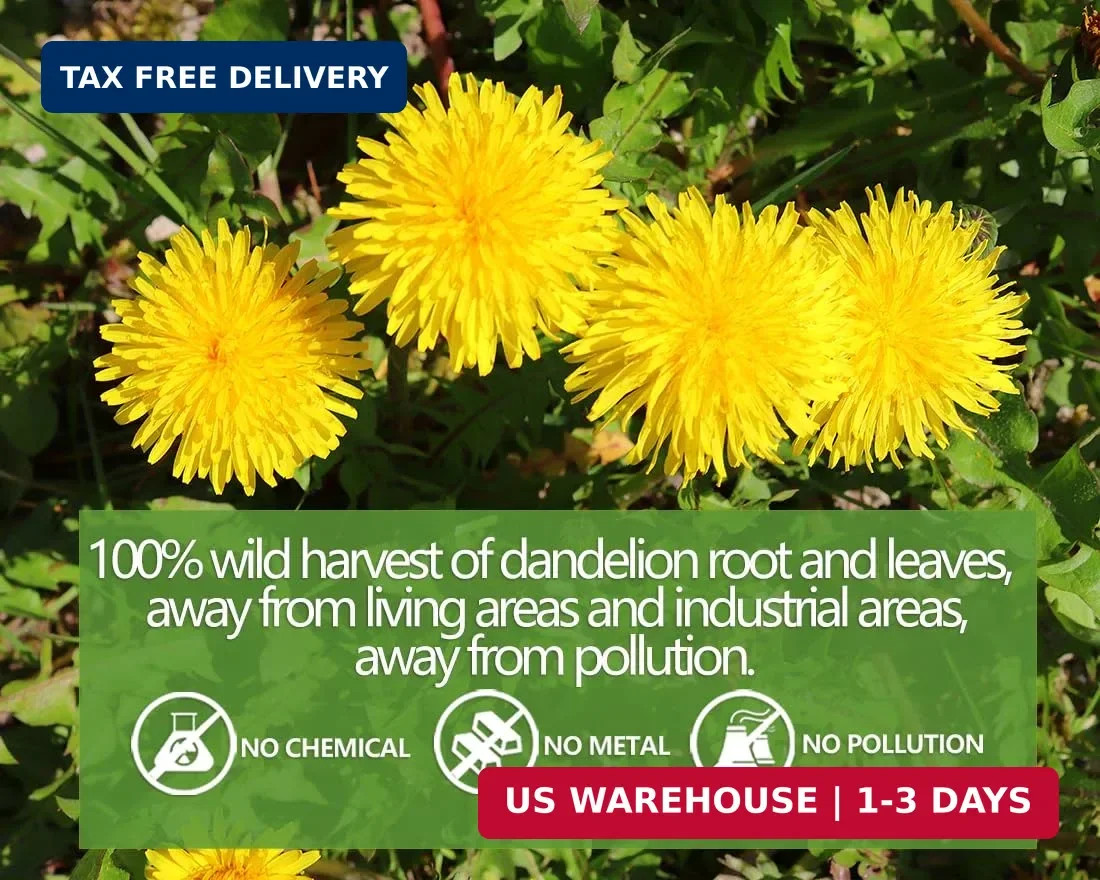 Dandelion Tea 100-Leaf & Root Herbal Tea Bags for Liver & Kidney Health Detox