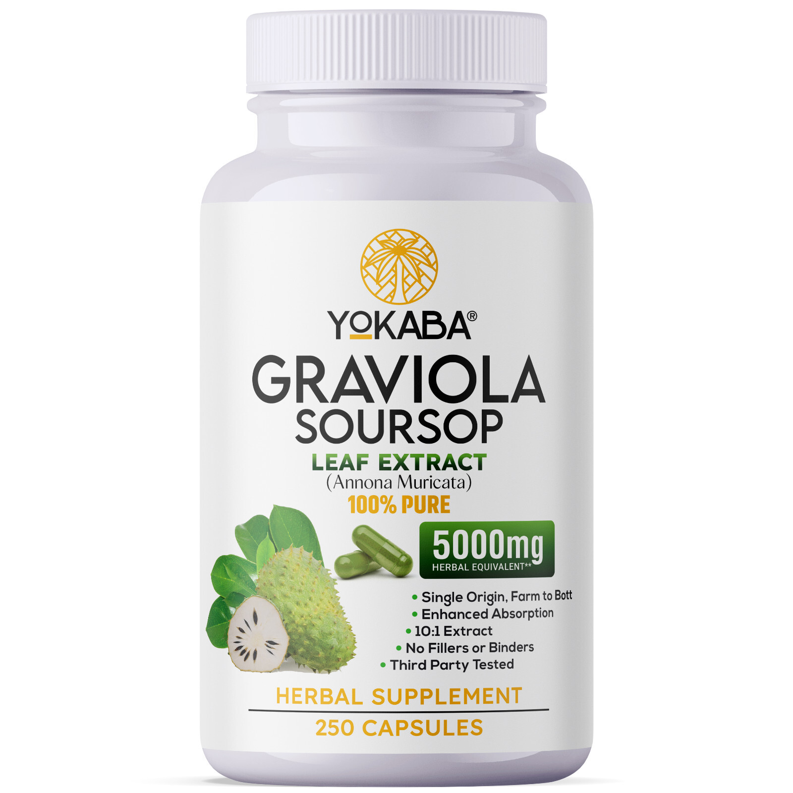 250 Capsules GRAVIOLA SOURSOP Leaf Extract 5000mg Annona Muricata