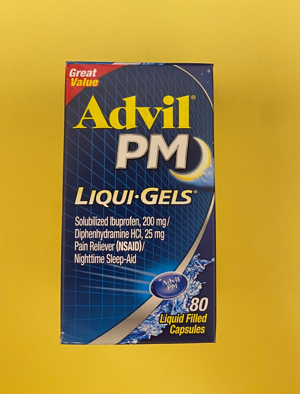 Advil PM Liqui-Gels 200mg 80 Capsules Exp 08/2026