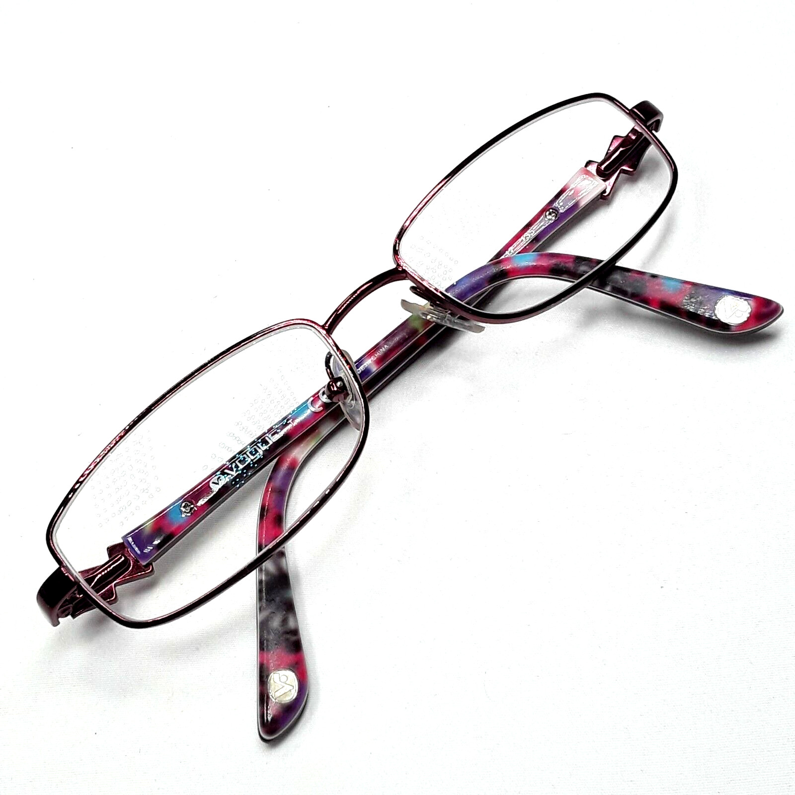 Vogue Burgundy Floral Rectangular Eyeglass FRAMES w/ Case – VO3756 812 51-17-135