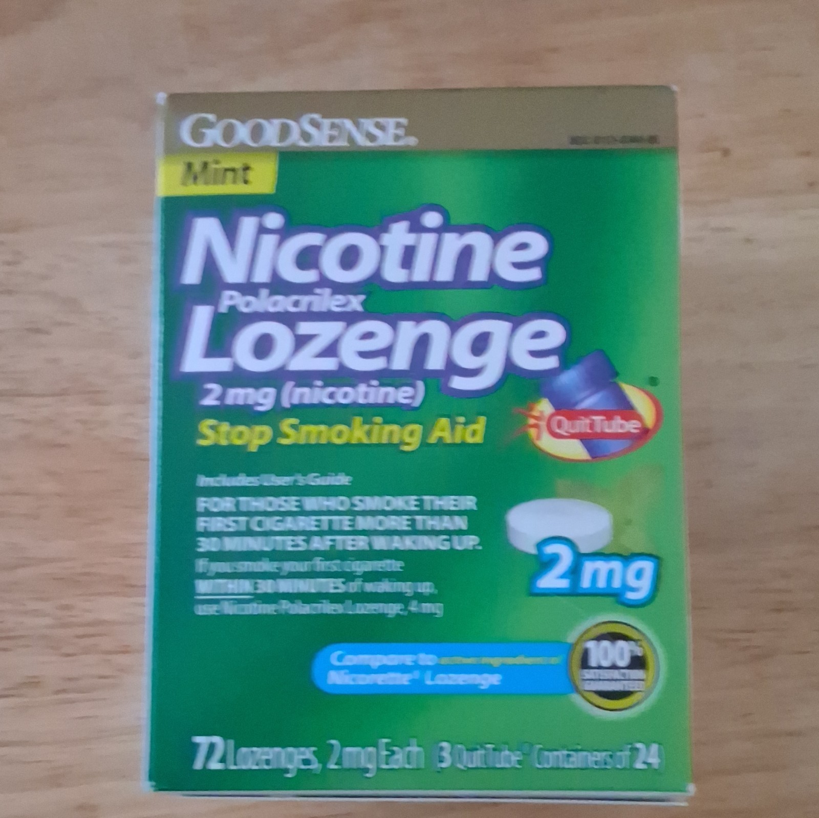 GoodSense Mint Nicotine Polacrilex Lozenge 2 mg 72 Count Anti Smoking Aid
