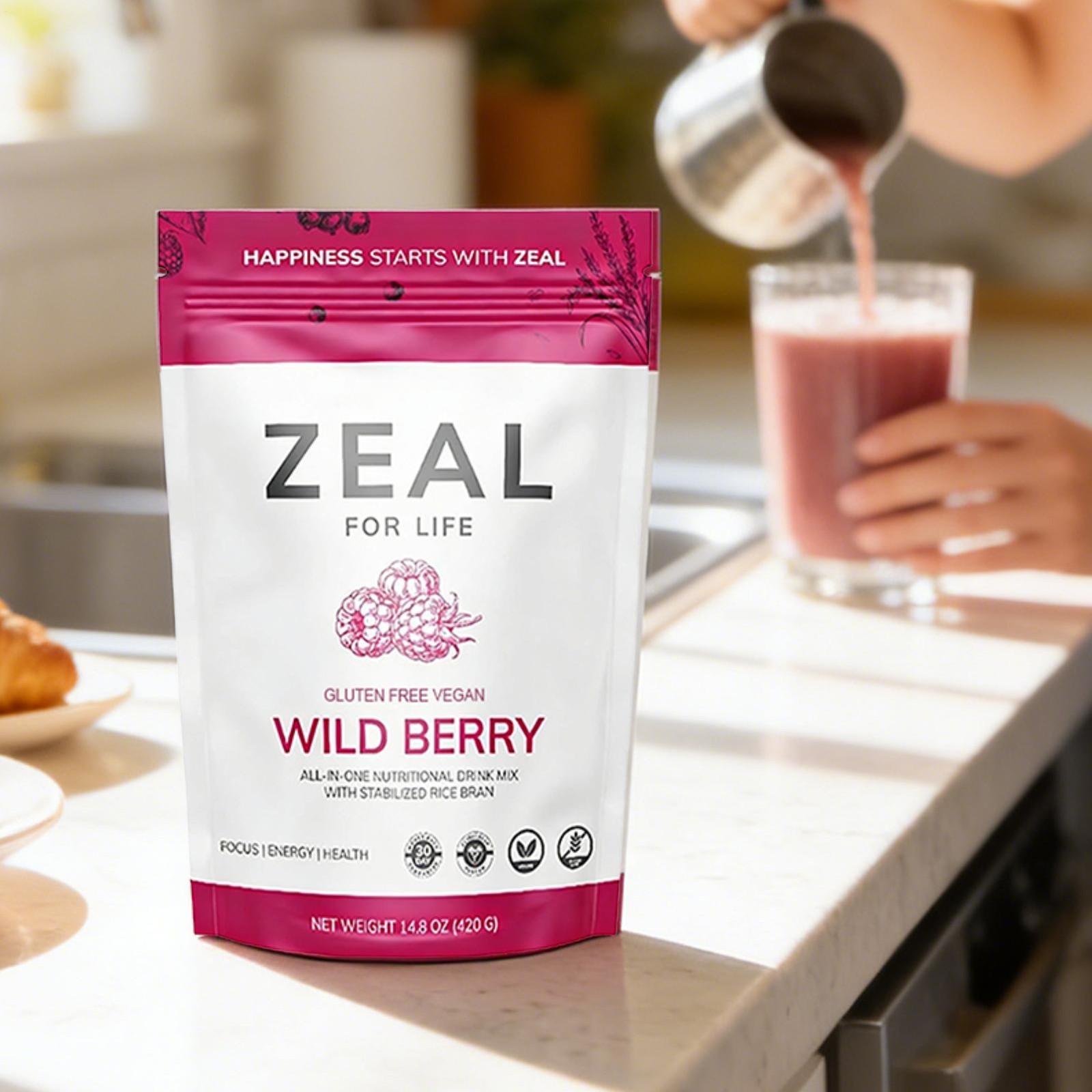 Zeal for Life 30-Day Wellness Bag – Wild Berry (Guarana Free)- for Focus Energy