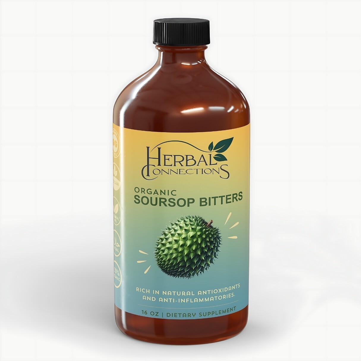 Organic Soursop Living Bitters – Vegan/Gluten-Free/Natural – 16 Fl Oz