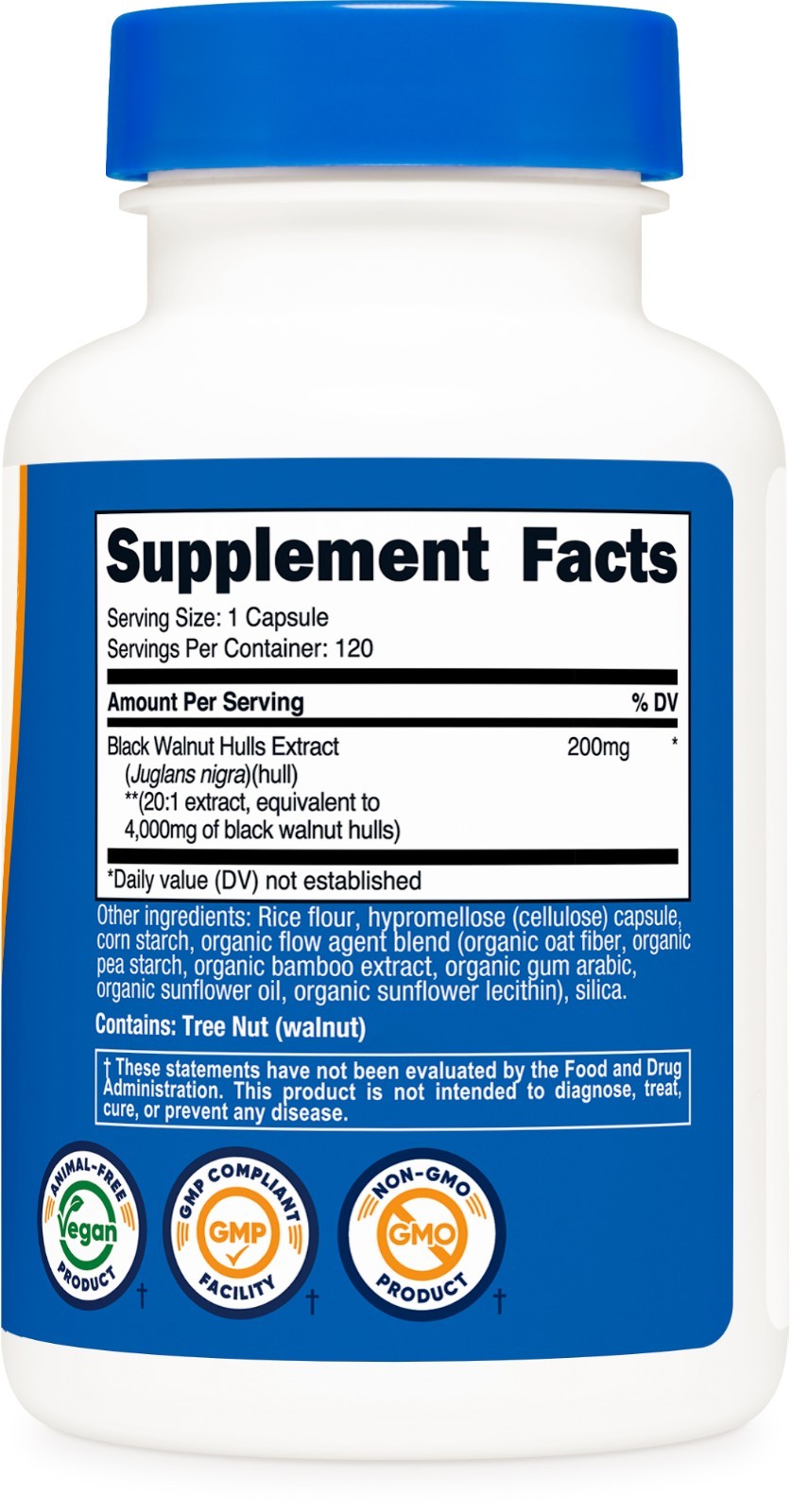 Nutricost Black Walnut Hulls Extract (4,000mg Equivalent) 120 Capsules – Vegan