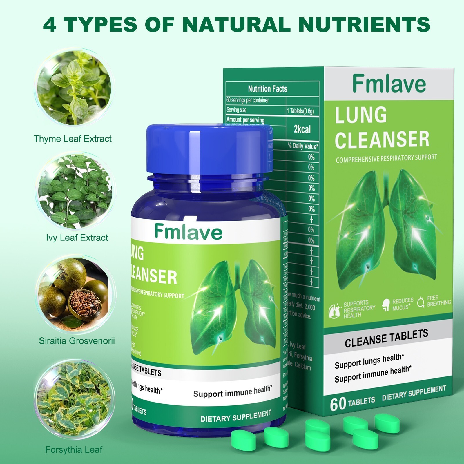 Lung Cleanse & Detox Support Clear Lungs a Healthy Lungs Supplement 60 Tablets