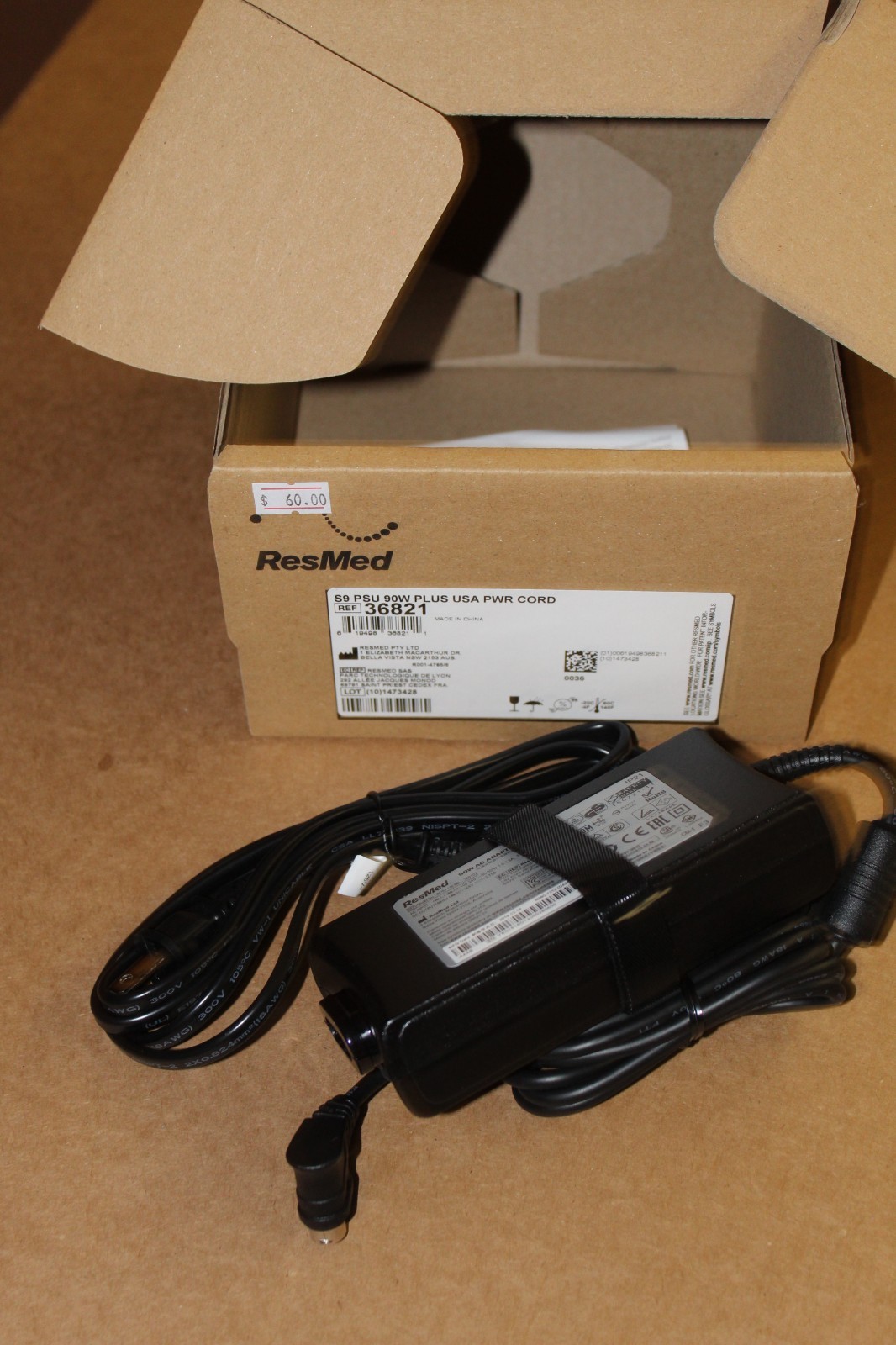 ResMed S9 PSU 90W Plus USA Power Cord-36821-NEW