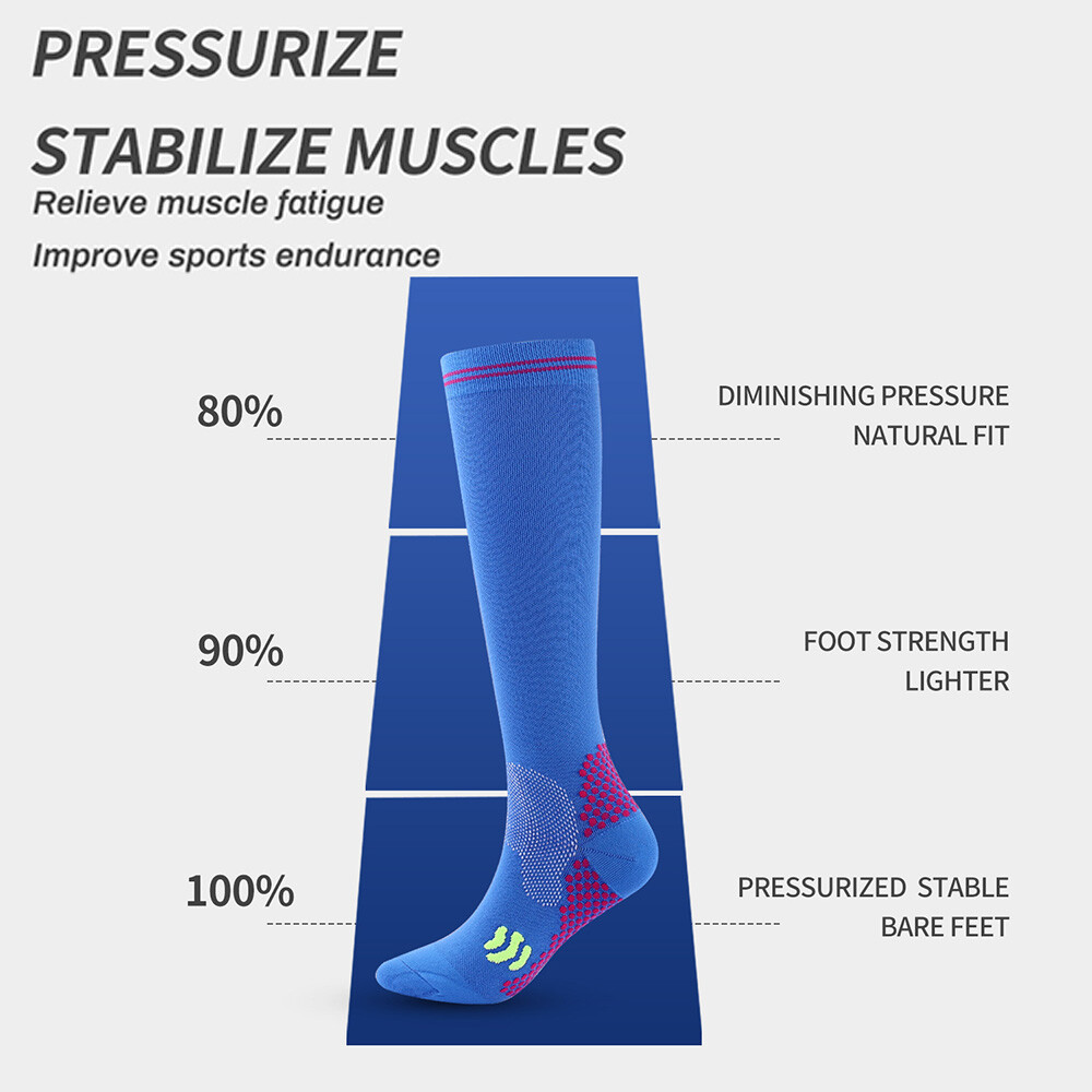 3Pair Athletic Knee High Compression Soccer Football Sport Socks for Youth Adult