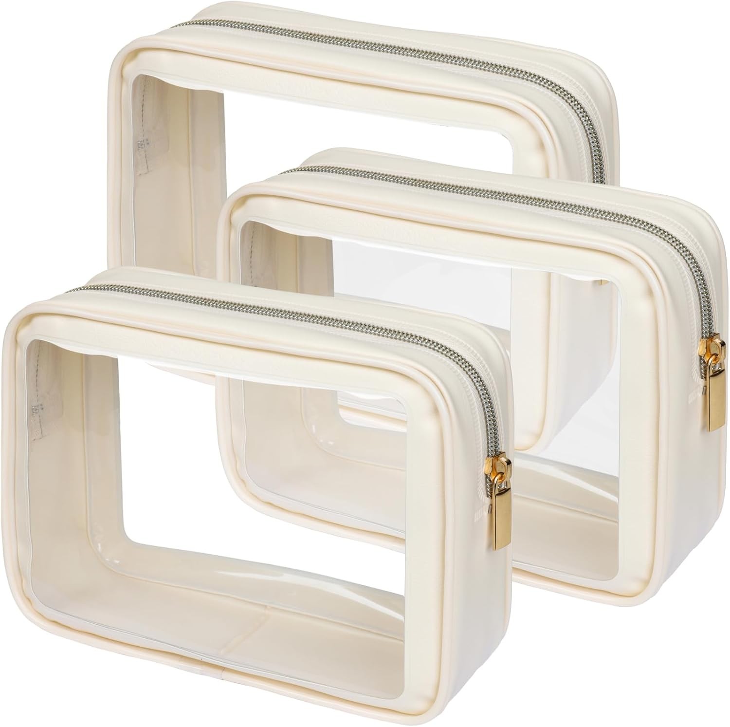 PACKISM Clear Toiletry Bag 3-Pack TSA Approved Travel Makeup Organizer Case