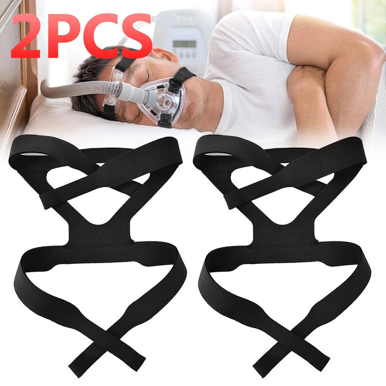 Universal 2Pcs CPAP Mask Headgear Strap For ResMed Mirage Philips Respironics