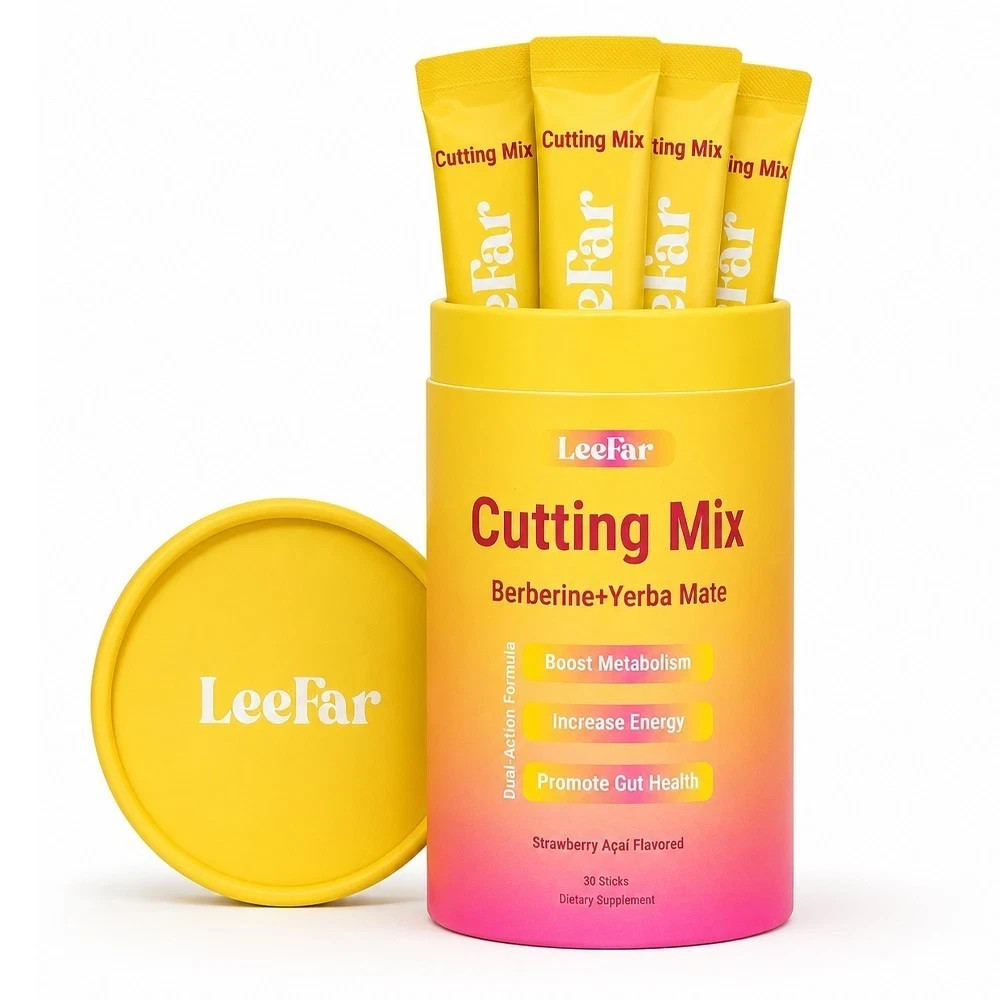 LeeFar Cutting Drink Mix Berberine Yerba Mate 30 Sticks Strawberry Acai