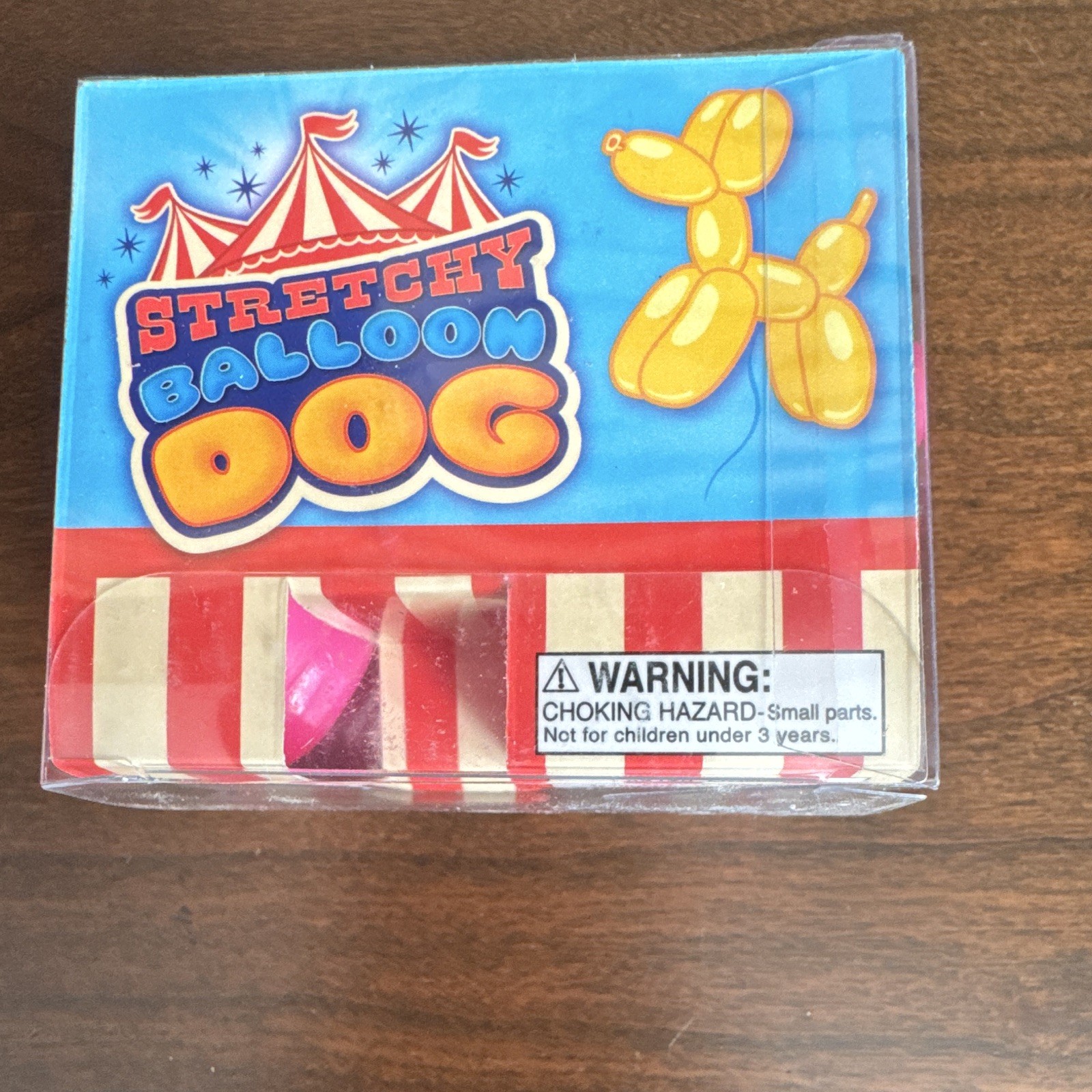 Stretchy Balloon Dog Pink Plastic Squeeze Stress Reliever Fidget Toy 3in
