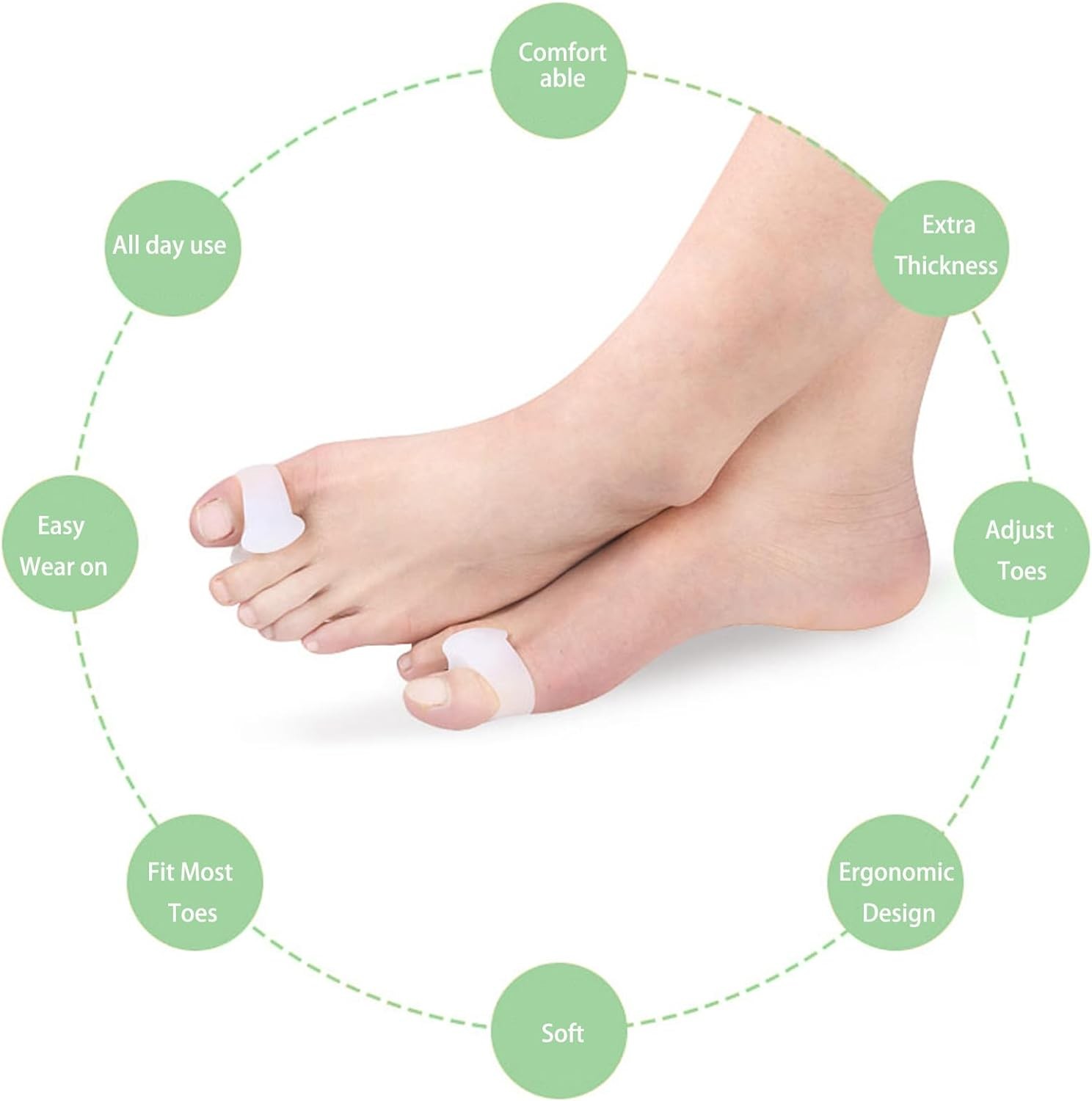 8Pcs Soft Silicone Gel Toe Separator Bunion Toes Spacer Orthotics Pain Relief