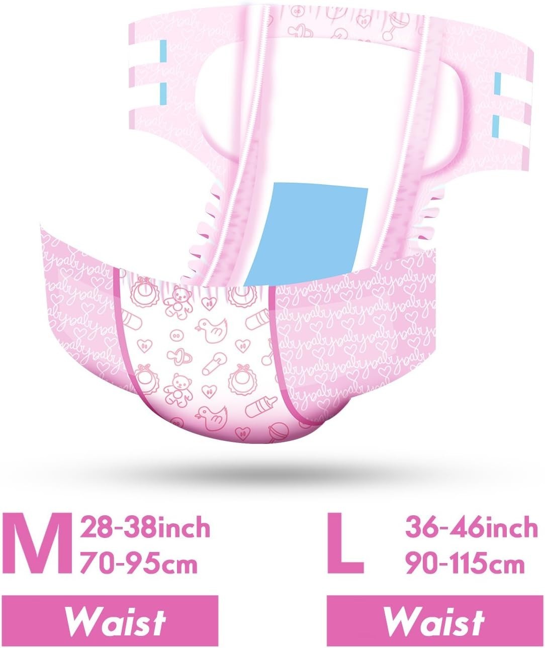Leak-Proof Adult Printed Diaper, Size Medium