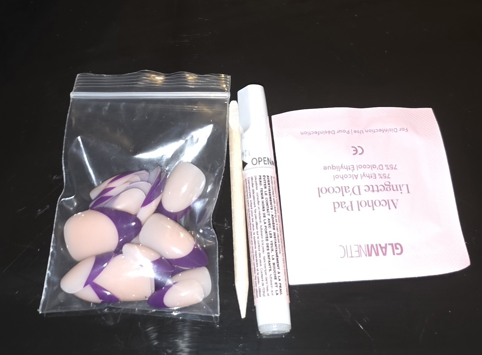 Glamnetic Press-On Nails- Lot Of 2- Strawberry Bits, Plum- Short Almond