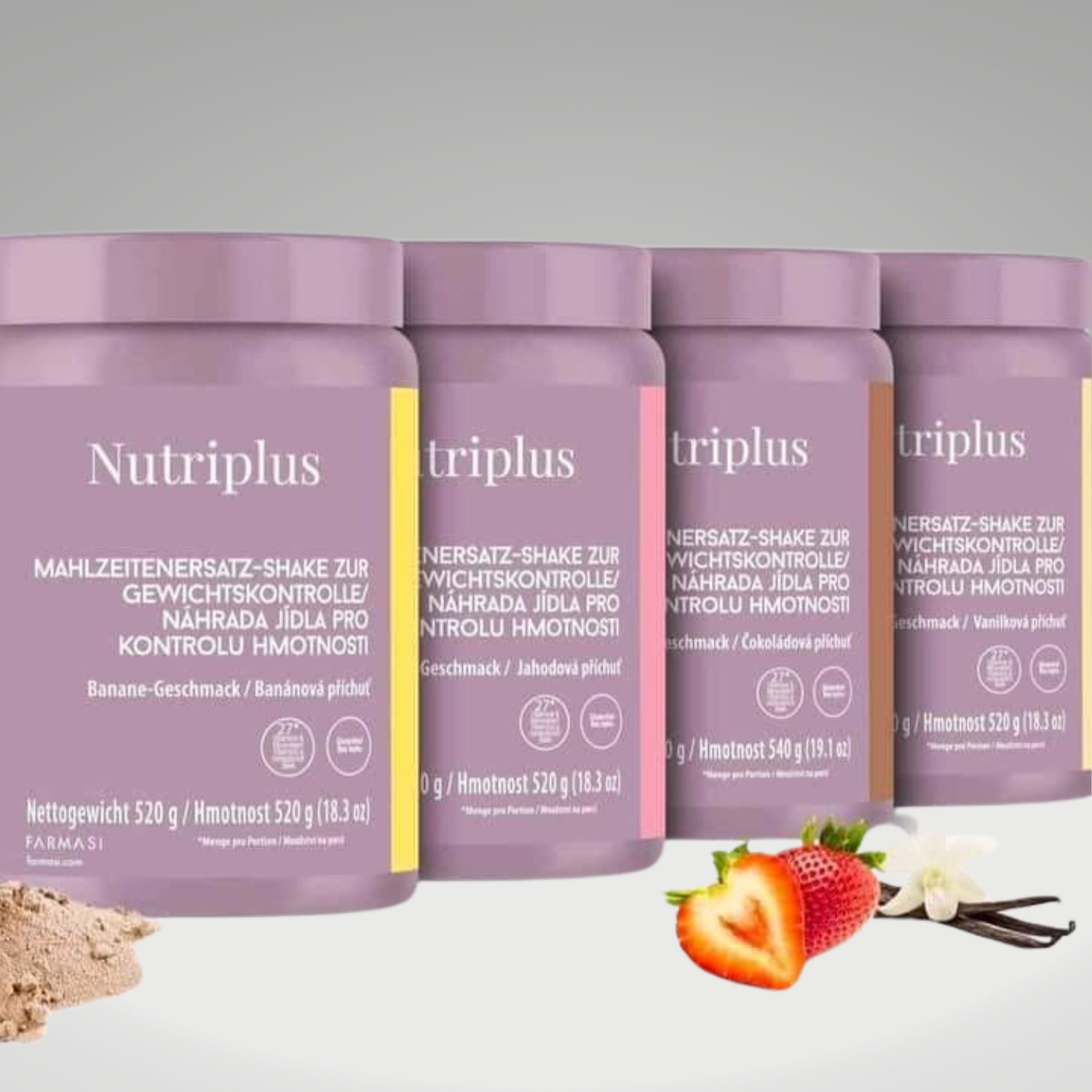 NUTRIPLUS MEAL REPLACEMENT SHAKE VAINILLA, CHOCOLATE, BANANA, STRAWBERRY Flavors