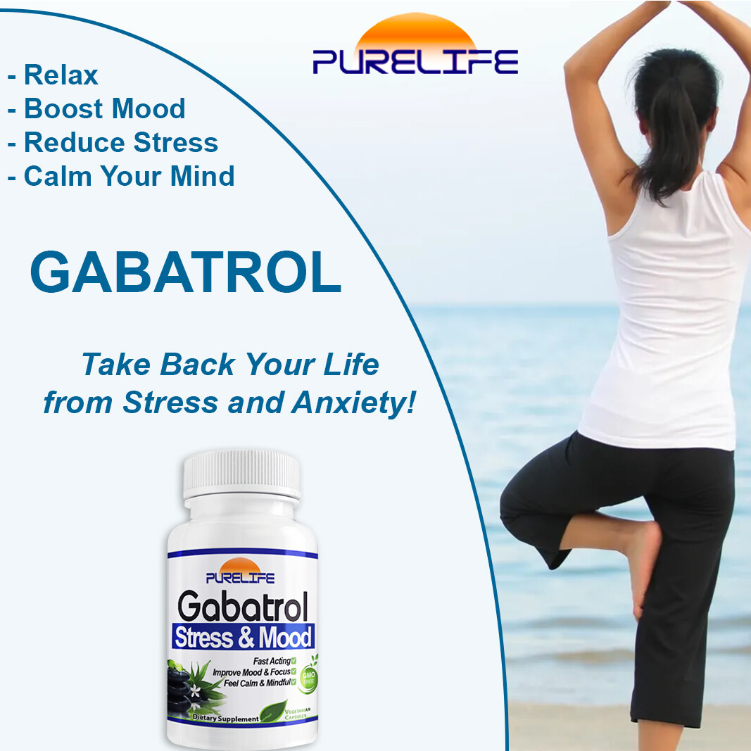 PureLife Gabatrol, Fast Acting Stress and Mood Formula, 90 Capsules