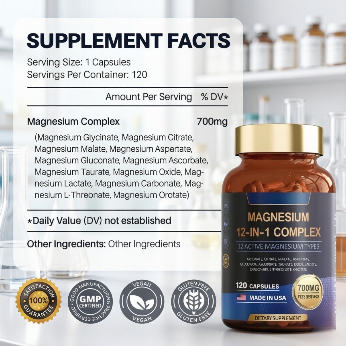 12-in-1 Magnesium Complex 700mg – High Absorption for Muscle & Relaxation