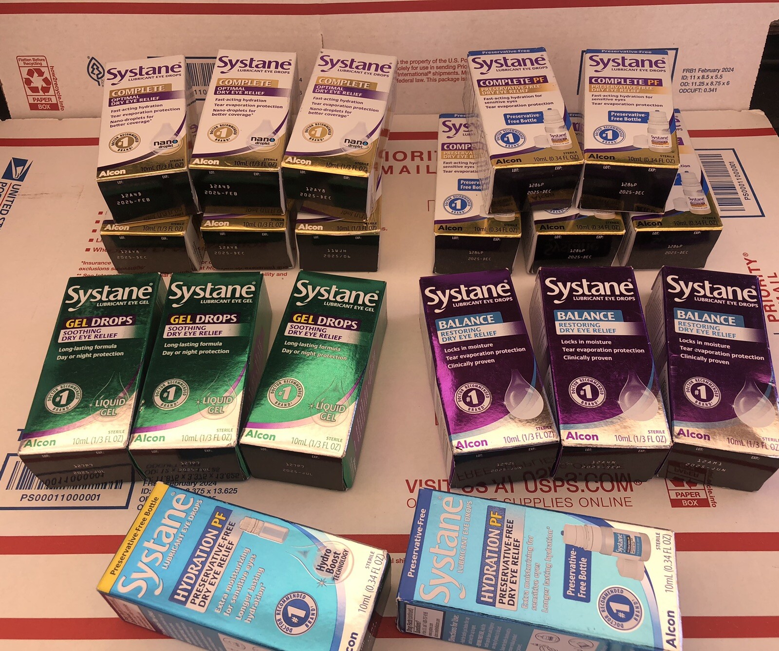 Lot of 19x – SYSTANE Lubricant EYE DROPS 10ml. each – Expires 2026 / 2025