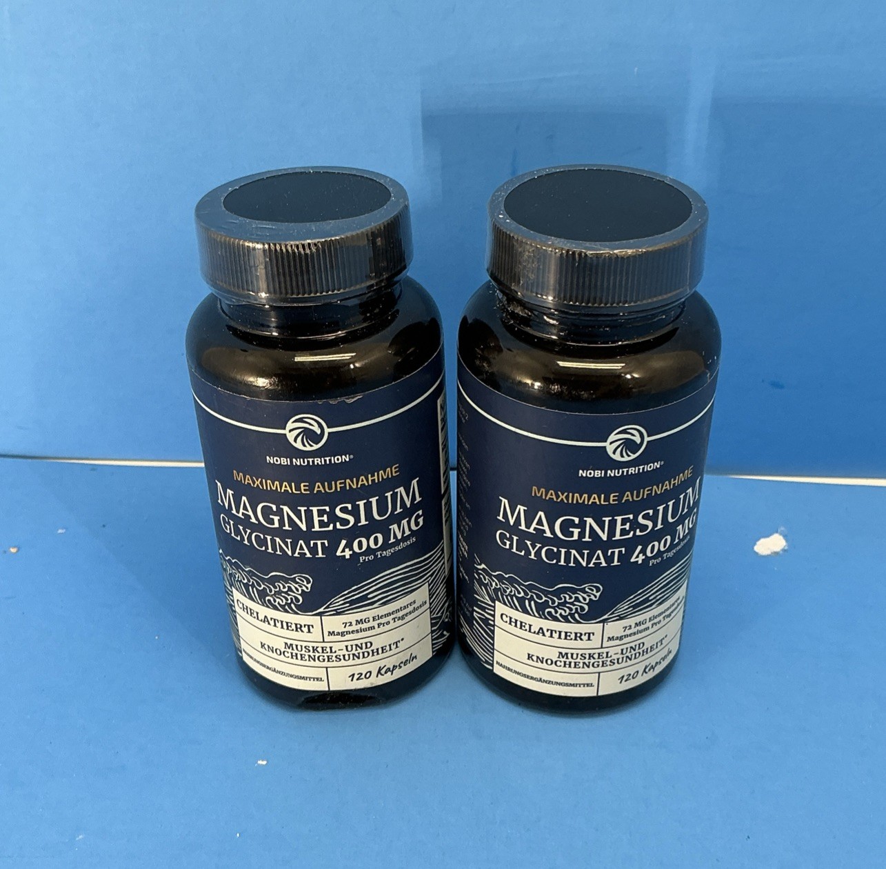 2 Pack Nobi Nutrition Magnesium Glycinate 400 MG Chelated 120 Ct Ea Exp 07/27
