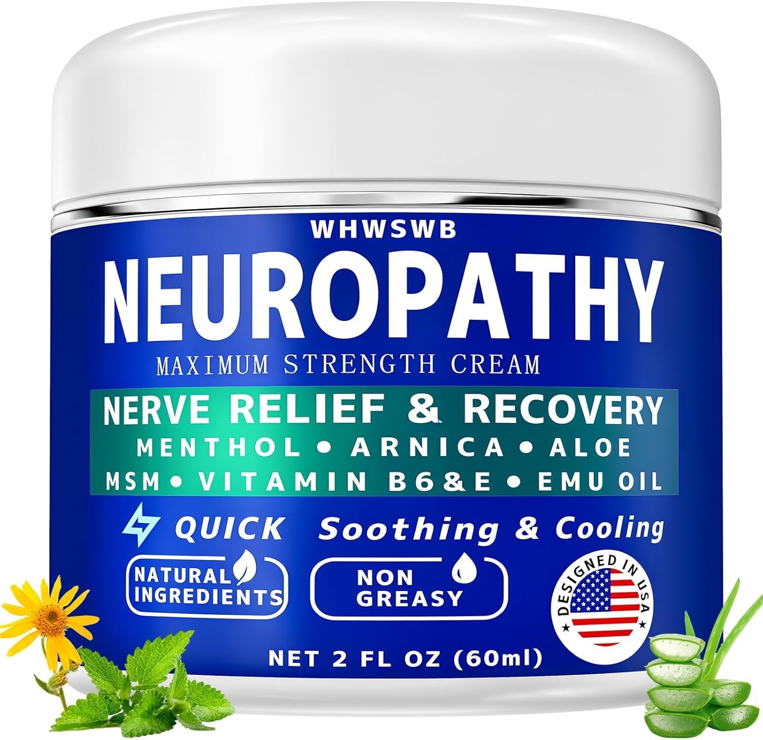 Neuropathy Nerve Relief Cream – Maximum Strength for Feet, Hands, Legs, Toes…