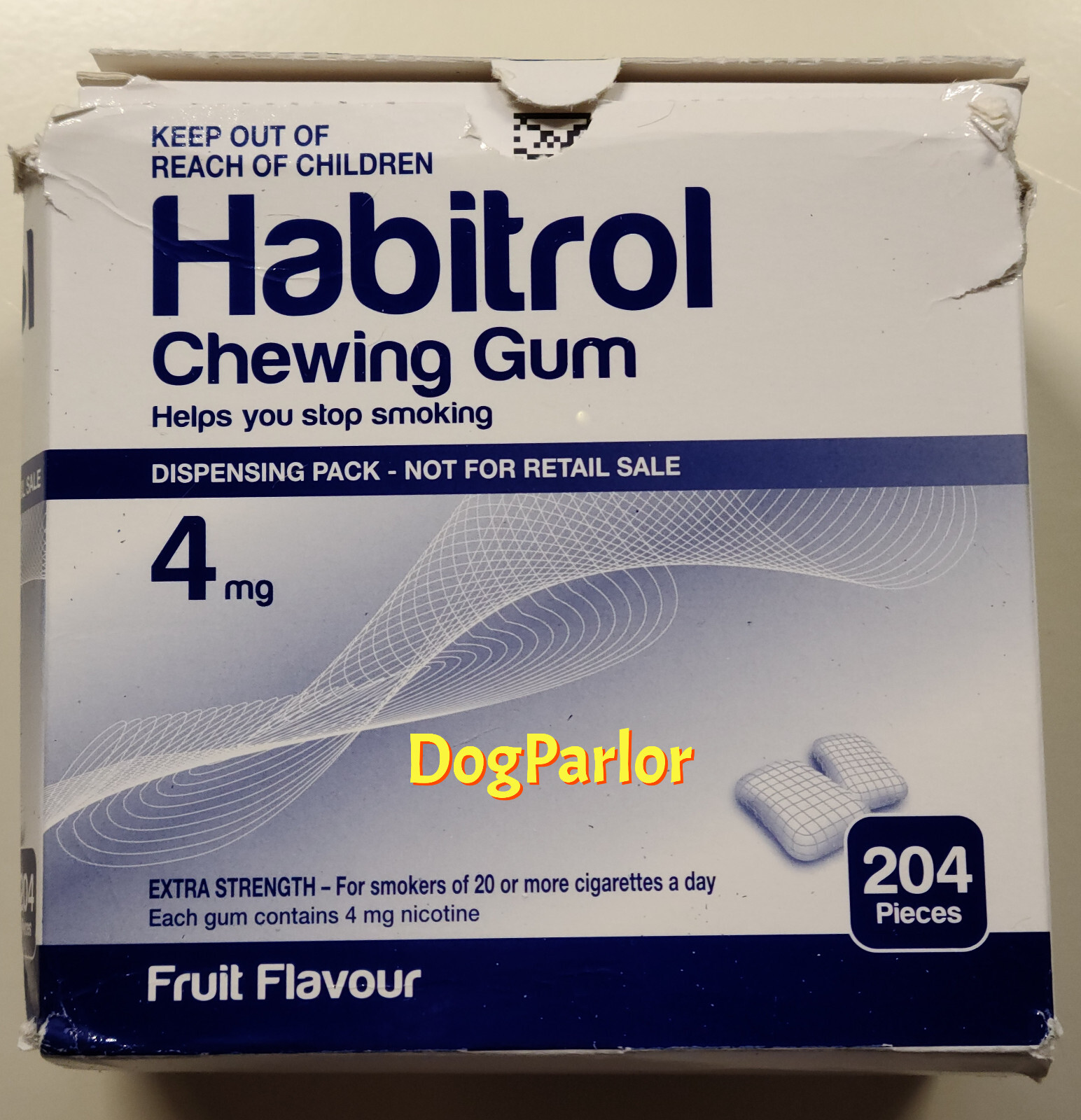 Habitrol Nicotine Gum 4mg Fruit Bulk 2 Boxes = 408 Pieces 10/2024 DAMAGED BOXES