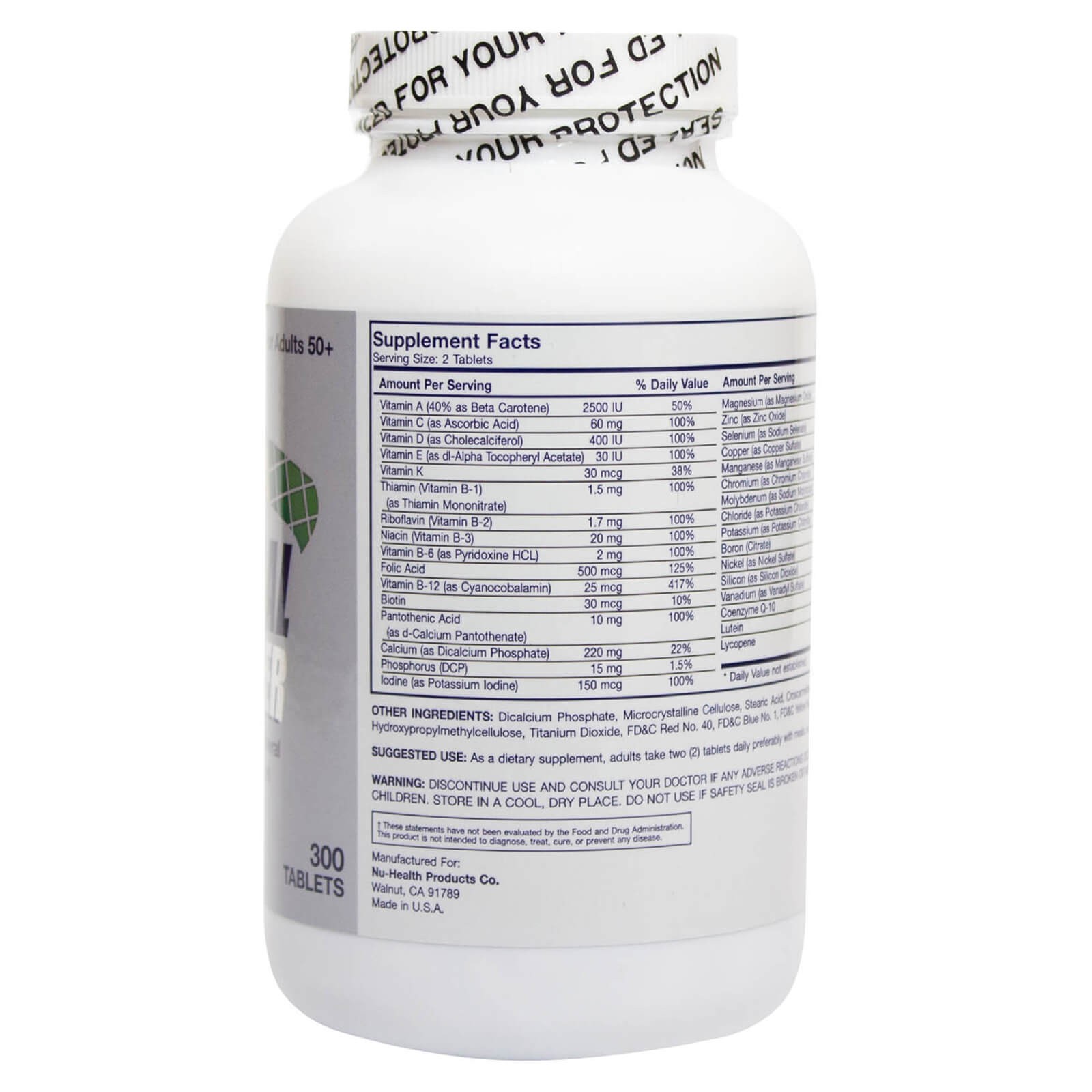 NuHealth Complete Central Silver Senior Multivitamin 300 Tablets