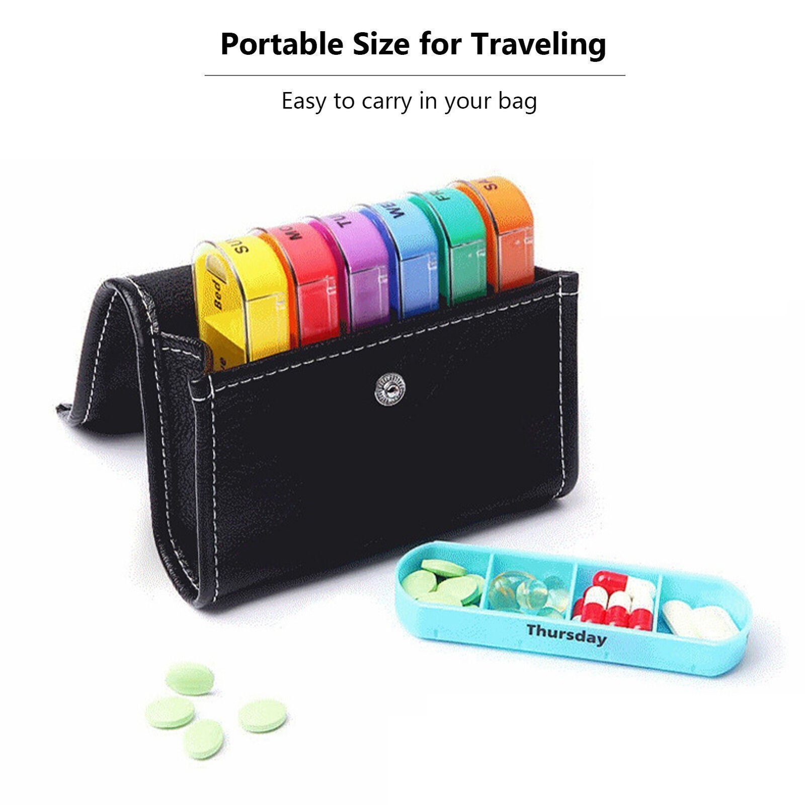 Storage 7 Day Weekly Container Organizer Pill Box Dispenser Medicine Tablet Case