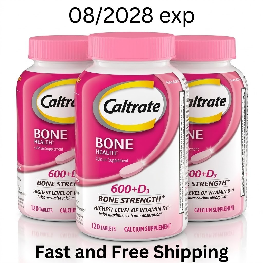 3 bottles Caltrate 600+D3 Calcium & Vitamin D Supplement 360 Tablets EXP 08/2028