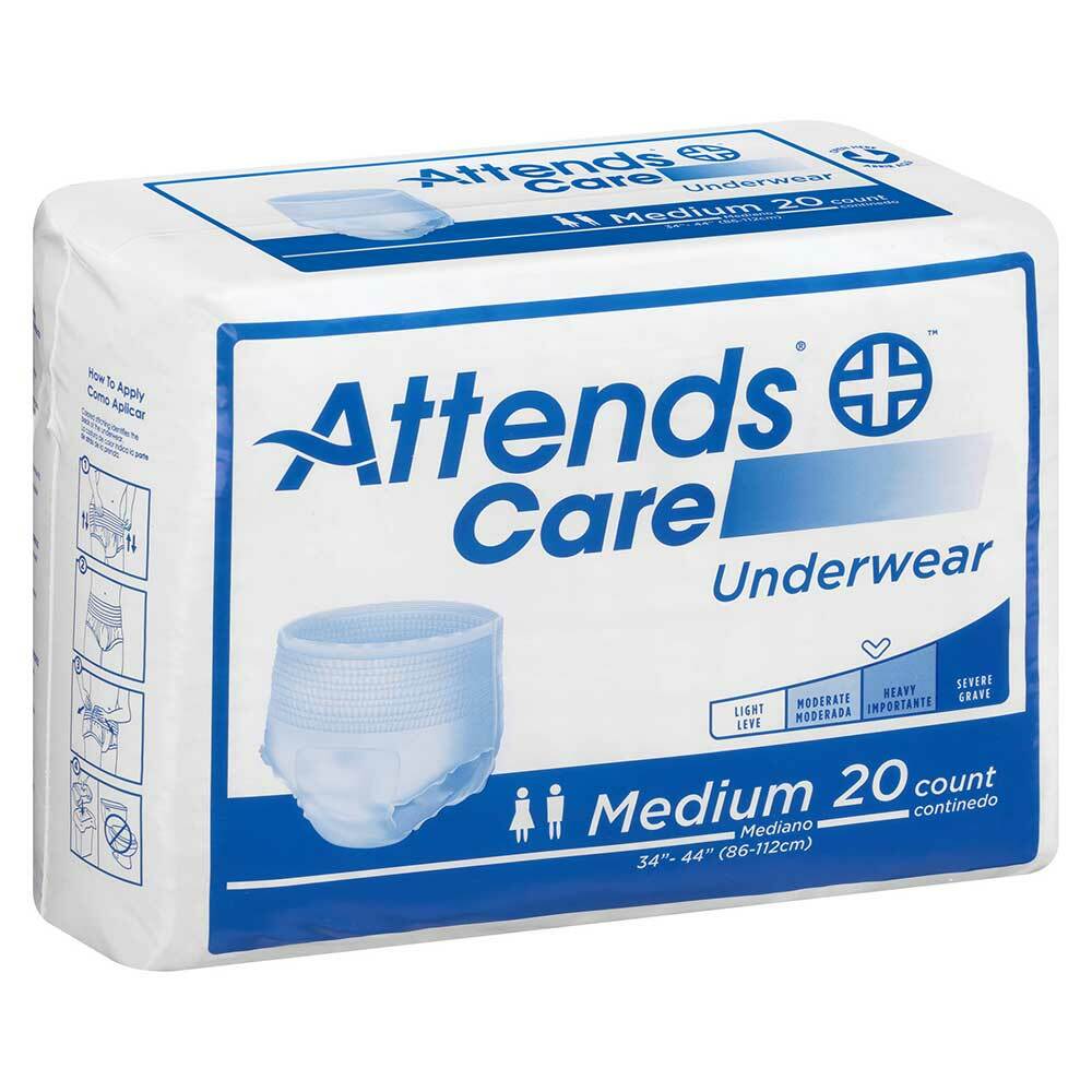 Attends Unisex Protective Underwear Medium 34 x 44” Bag of 20