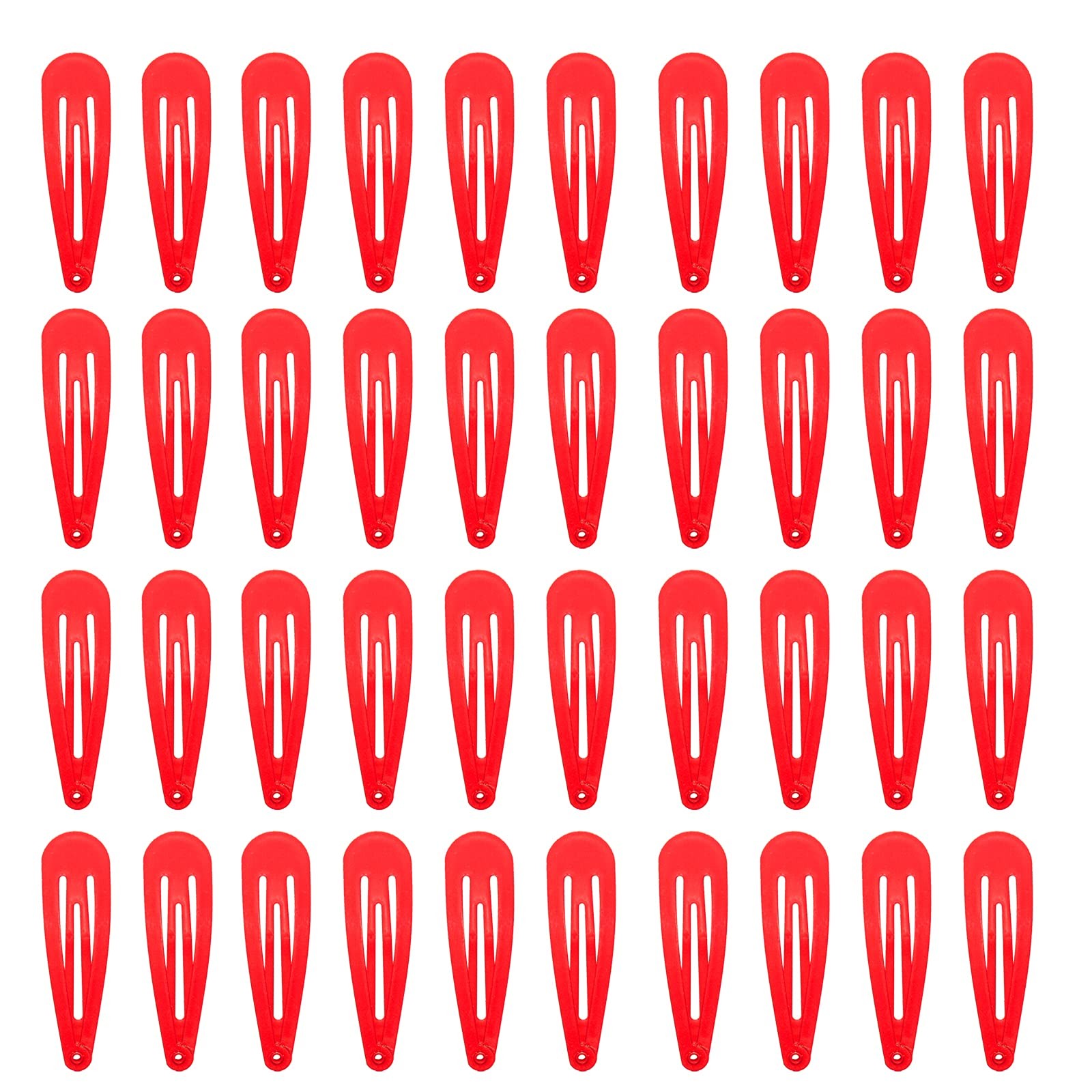 40 Counts Red Color Metal Snap Hair Clips 2 Inch 40 Count (Pack of 1), red