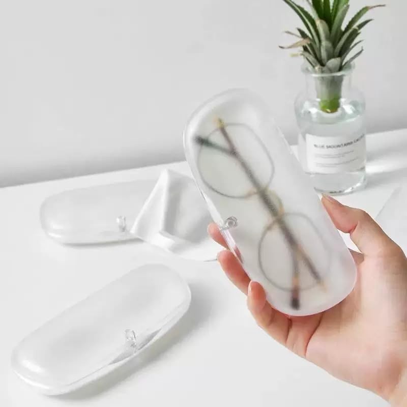 3 PCS Hard Shell Portable Glasses Cases, Frosted Translucent Protective 3 White