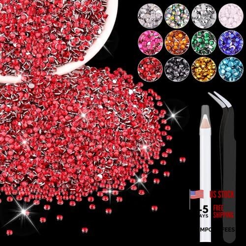 5000PCS Resin Rhinestones in Bulk (Red), 3mm A06 Resin Rhinestones (Red)