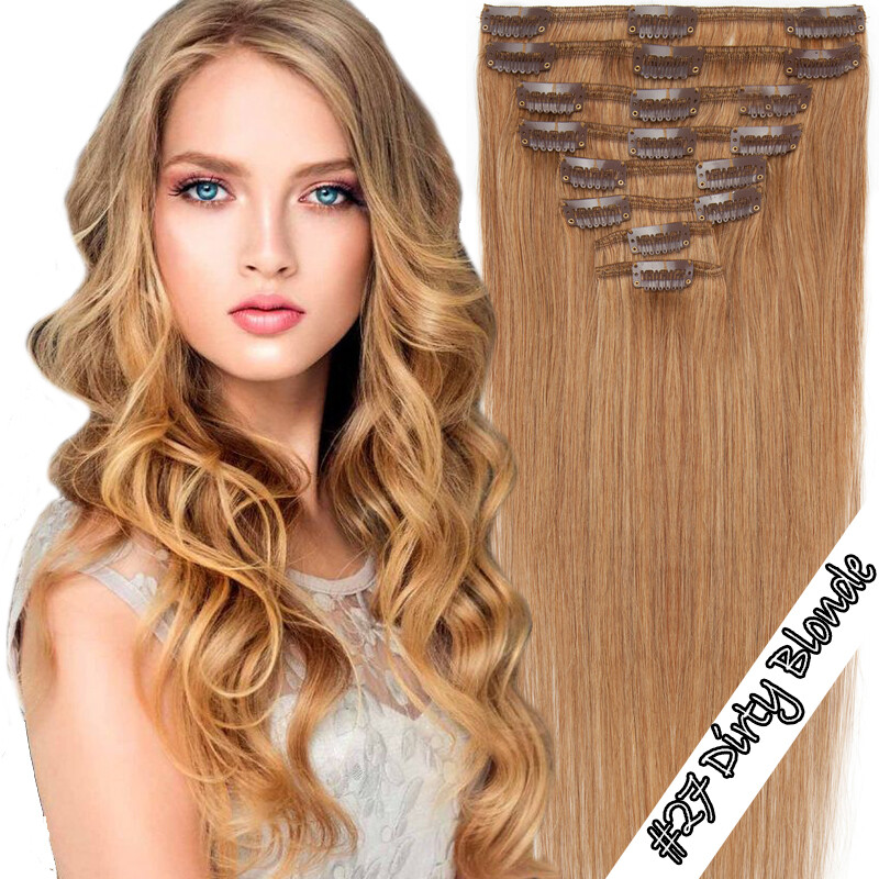 Clip In 100% Real Hair Extensions Remy Human Hair Full Head 8 PIECES 18CLIPS SUA