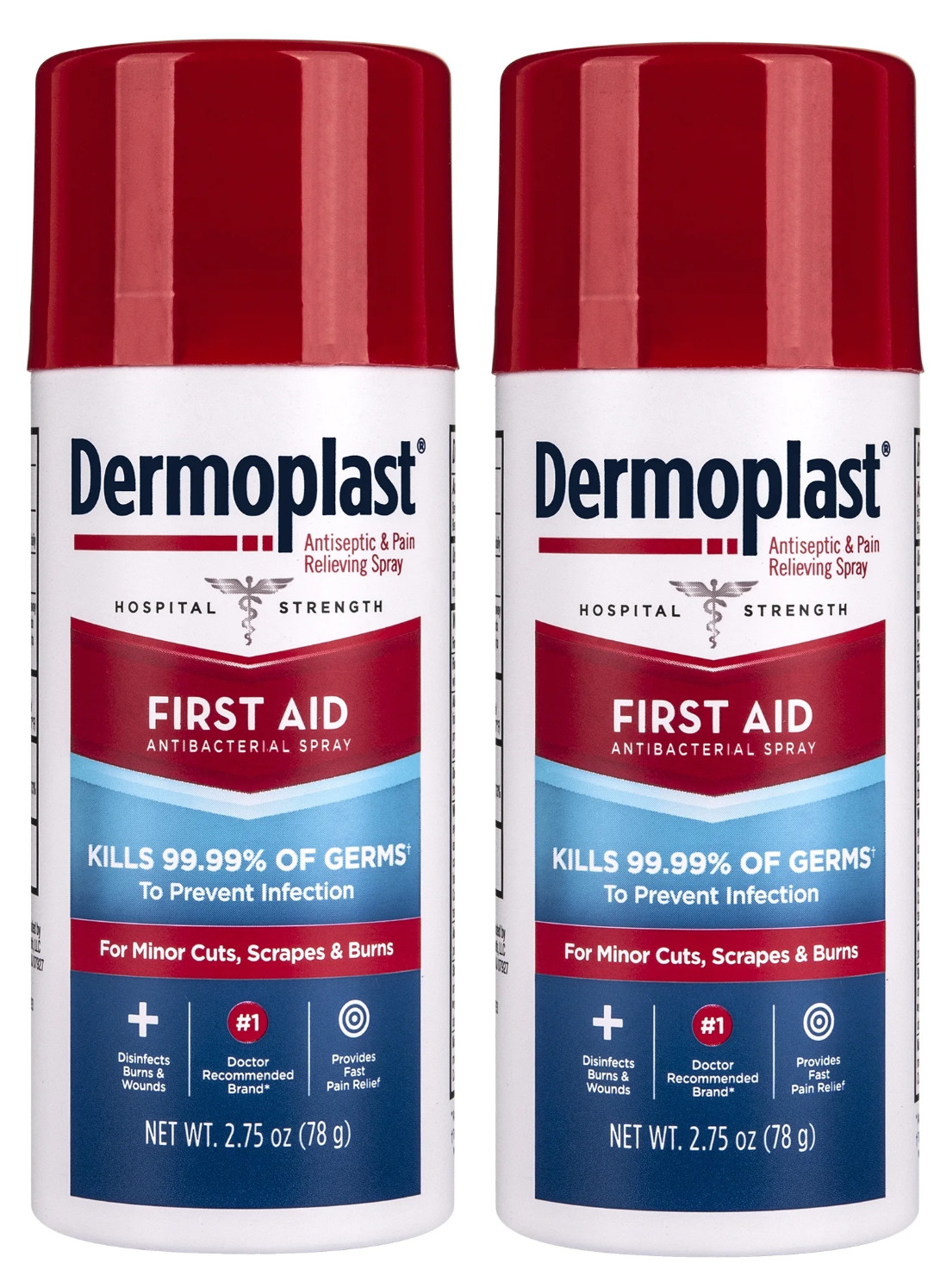 2 Pack Dermoplast First Aid Spray, for Minor Cuts, Scrapes and Burn 2.75Oz (78g)