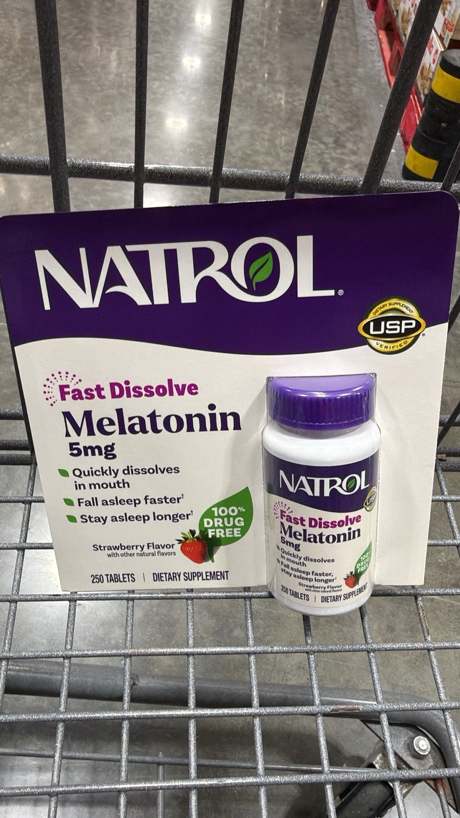 Natrol Fast Dissolve Melatonin 5mg Sleep Aid Strawberry Flavor 250 Tablets
