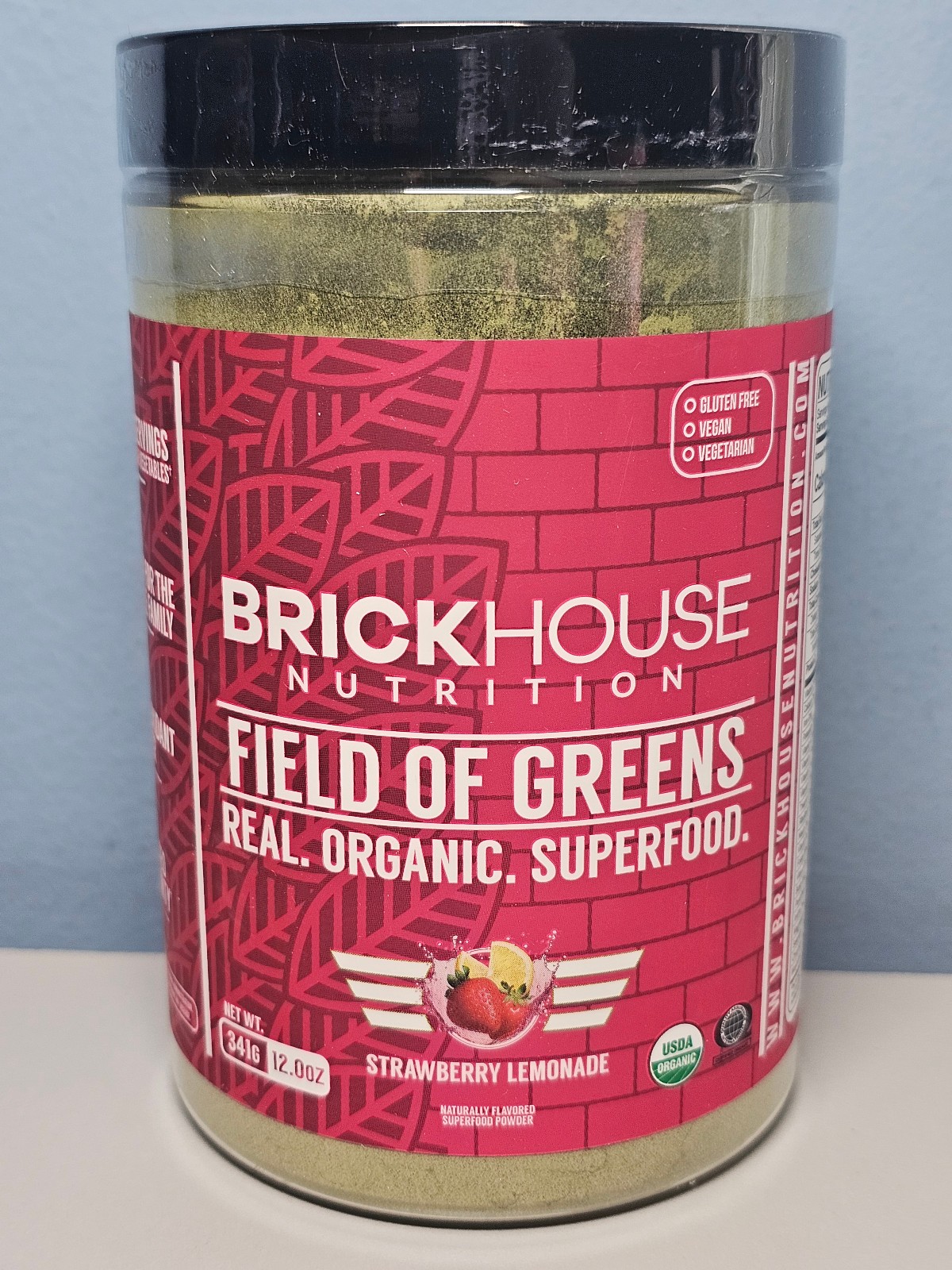 Brickhouse Nutrition Field of Greens – Strawberry Lemonade – 12oz – Exp 2/28 New