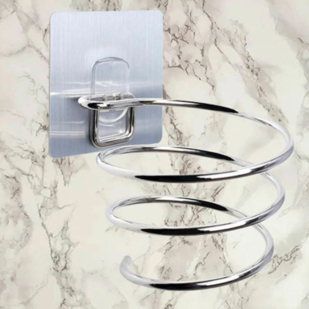 Hair Dryer Holder Wall Mounted Rack Space Save Stainless Steel Bathroom Shelf