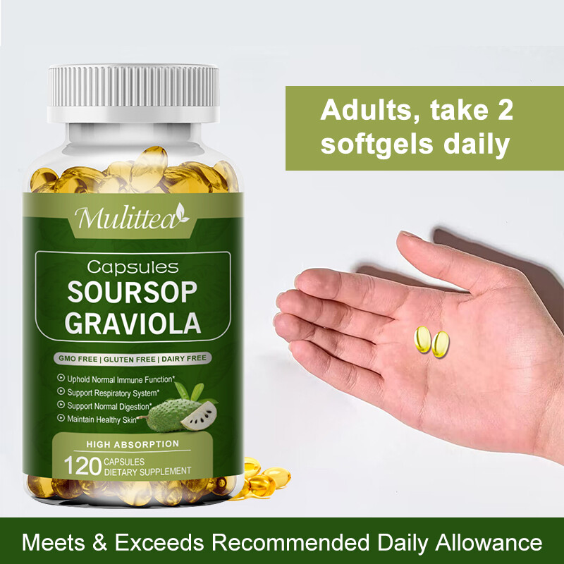 Soursop Graviola Capsules Leaf & Fruit Extract 1000mg Support Respiratory Health