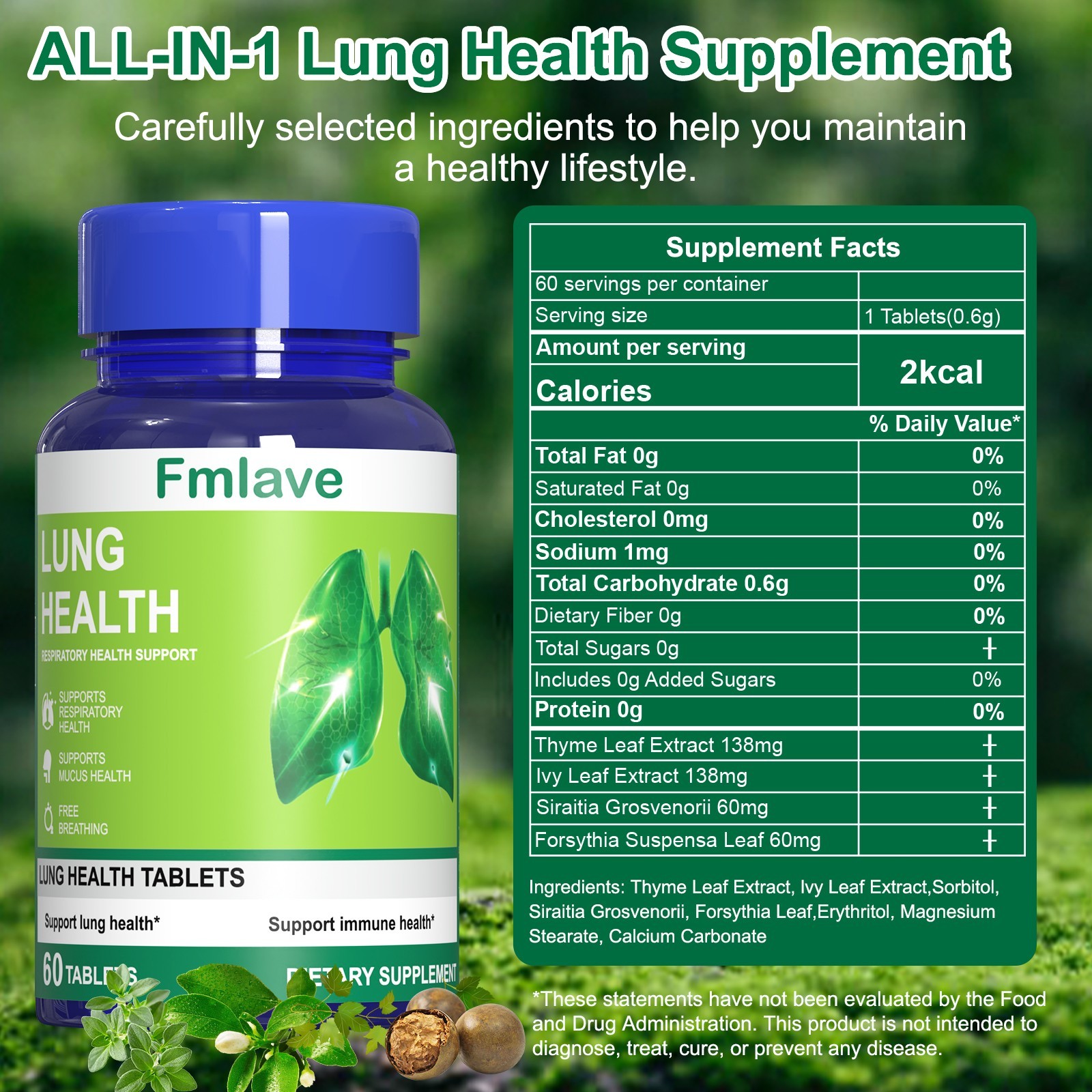 Lung Cleanse & Detox Support Clear Lungs a Healthy Lungs Supplement 60 Tablets