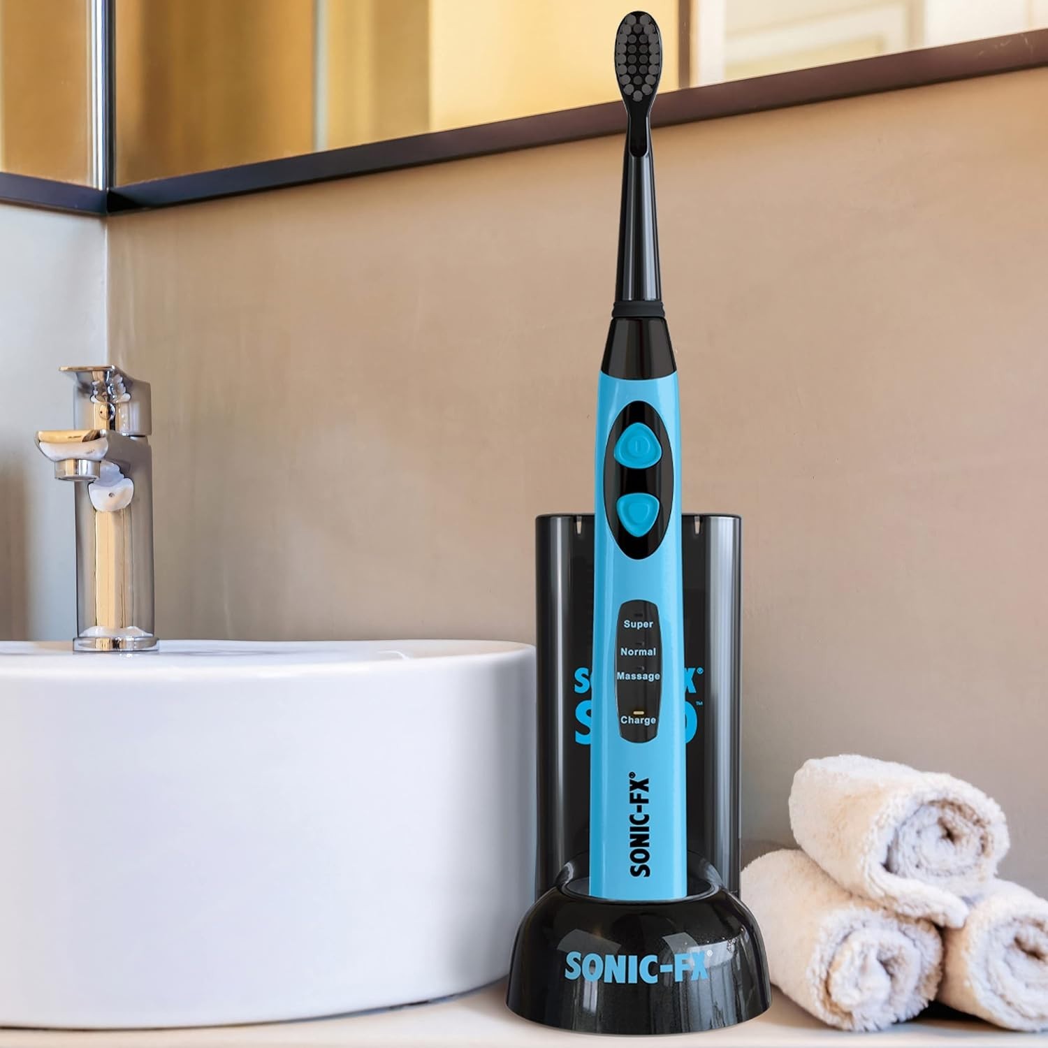 Solo Electric Toothbrush Rechargeable 10 Brush Heads Interdental Charcoal Blue