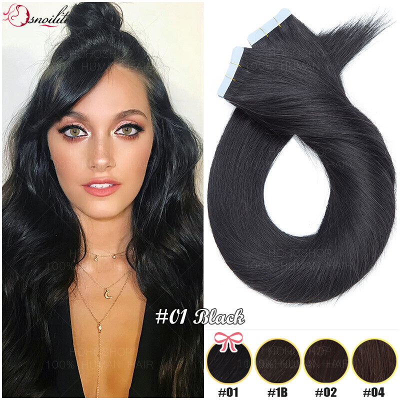 20PCS 100G Tape In Russian Remy Human Hair Extensions Full Head Skin Wefts Ombre